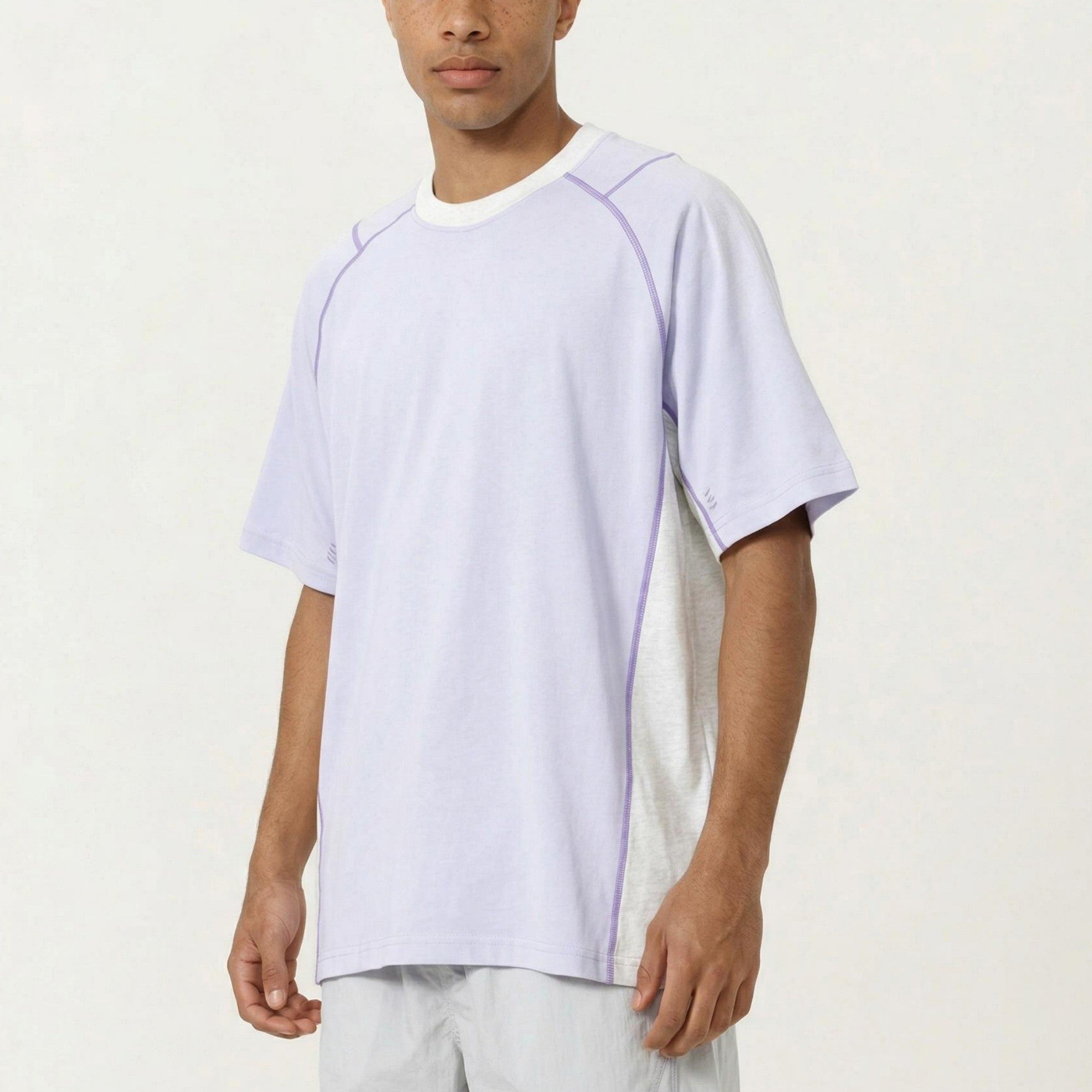 Anna-Kaci Men's Short Sleeve Athletic T-Shirt with Contrast Panel Design Breathable Performance Top