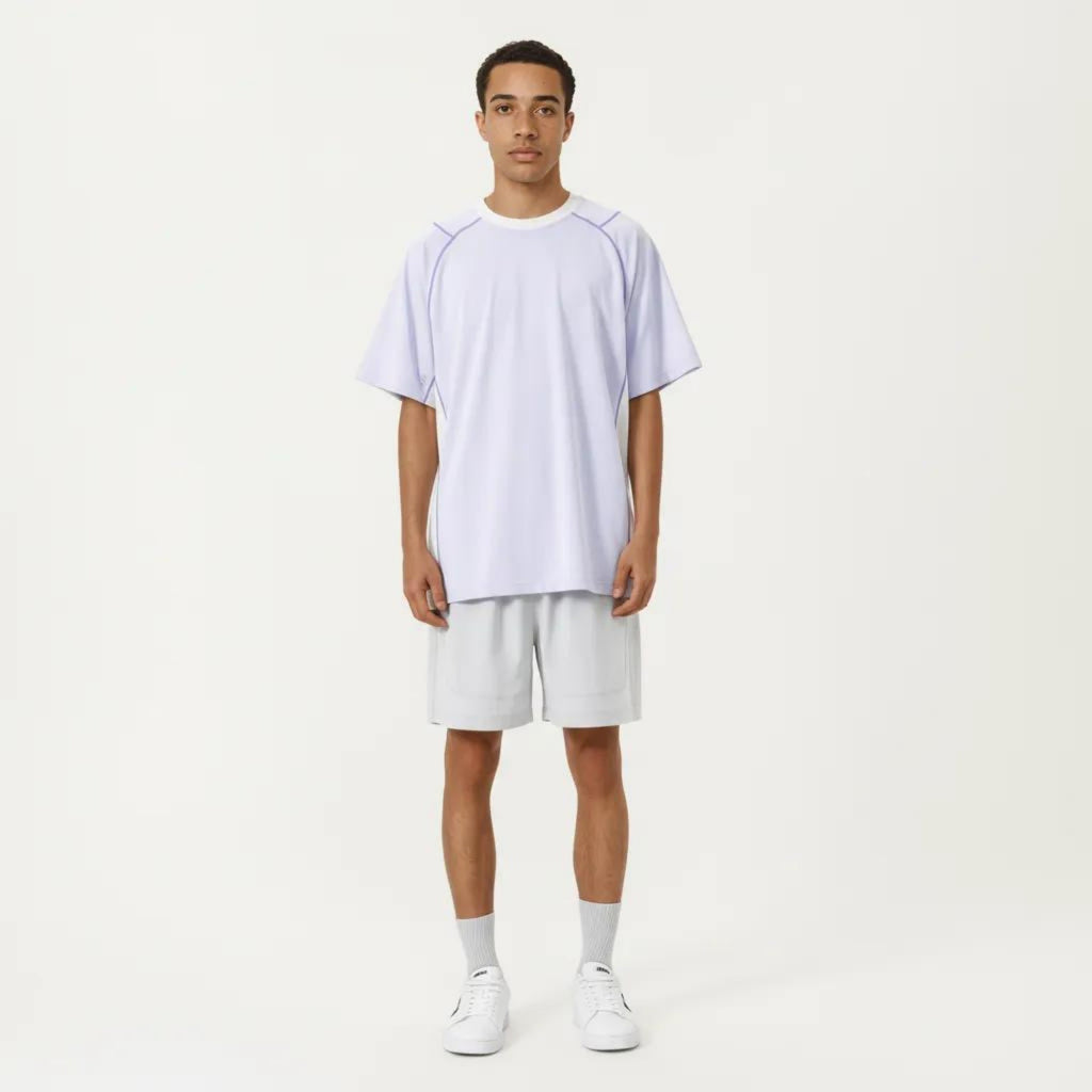 Anna-Kaci Men's Short Sleeve Athletic T-Shirt with Contrast Panel Design Breathable Performance Top