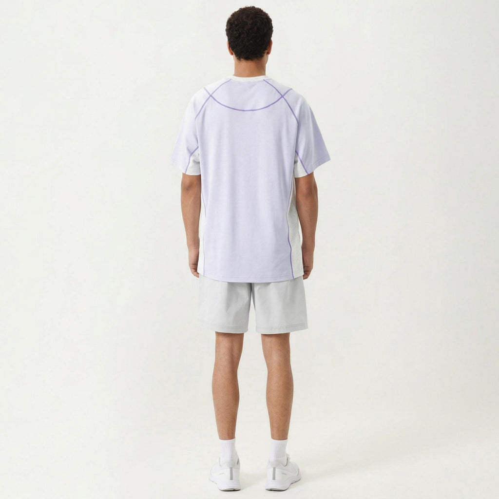 Anna-Kaci Men's Short Sleeve Athletic T-Shirt with Contrast Panel Design Breathable Performance Top