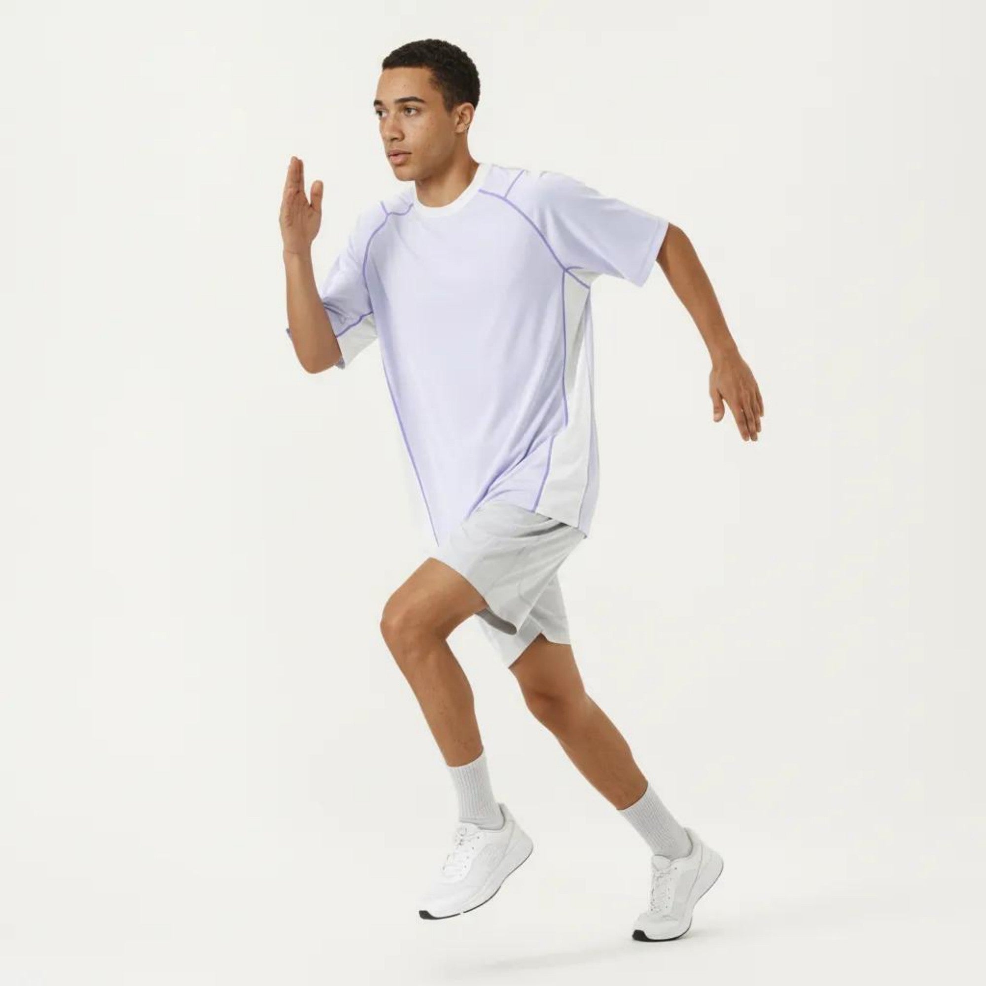 Anna-Kaci Men's Short Sleeve Athletic T-Shirt with Contrast Panel Design Breathable Performance Top