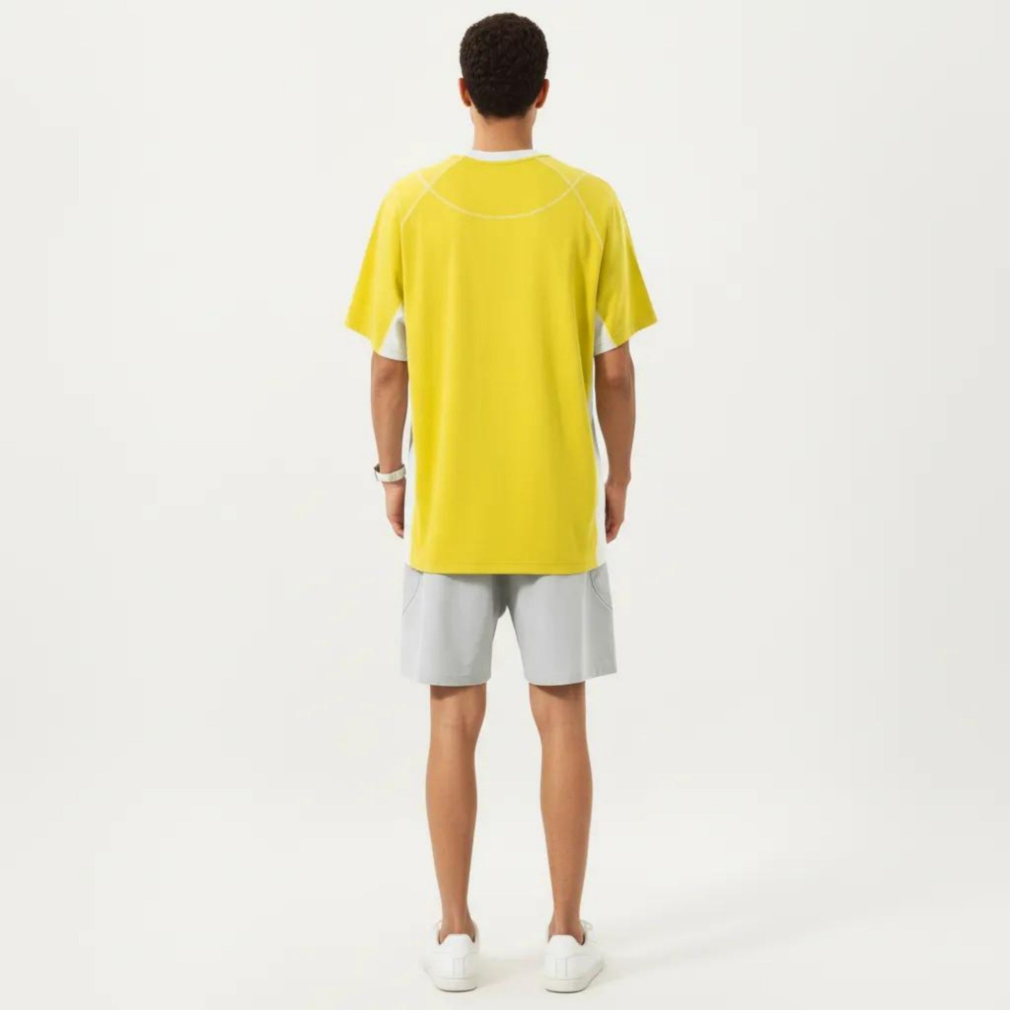 Anna-Kaci Men's Short Sleeve Athletic T-Shirt with Contrast Panel Design Breathable Performance Top
