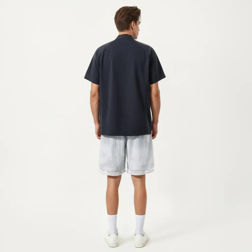 Anna-Kaci Men's Short Sleeve Athletic T-Shirt with Half Zip Mock Neck Lightweight Breathable Fabric