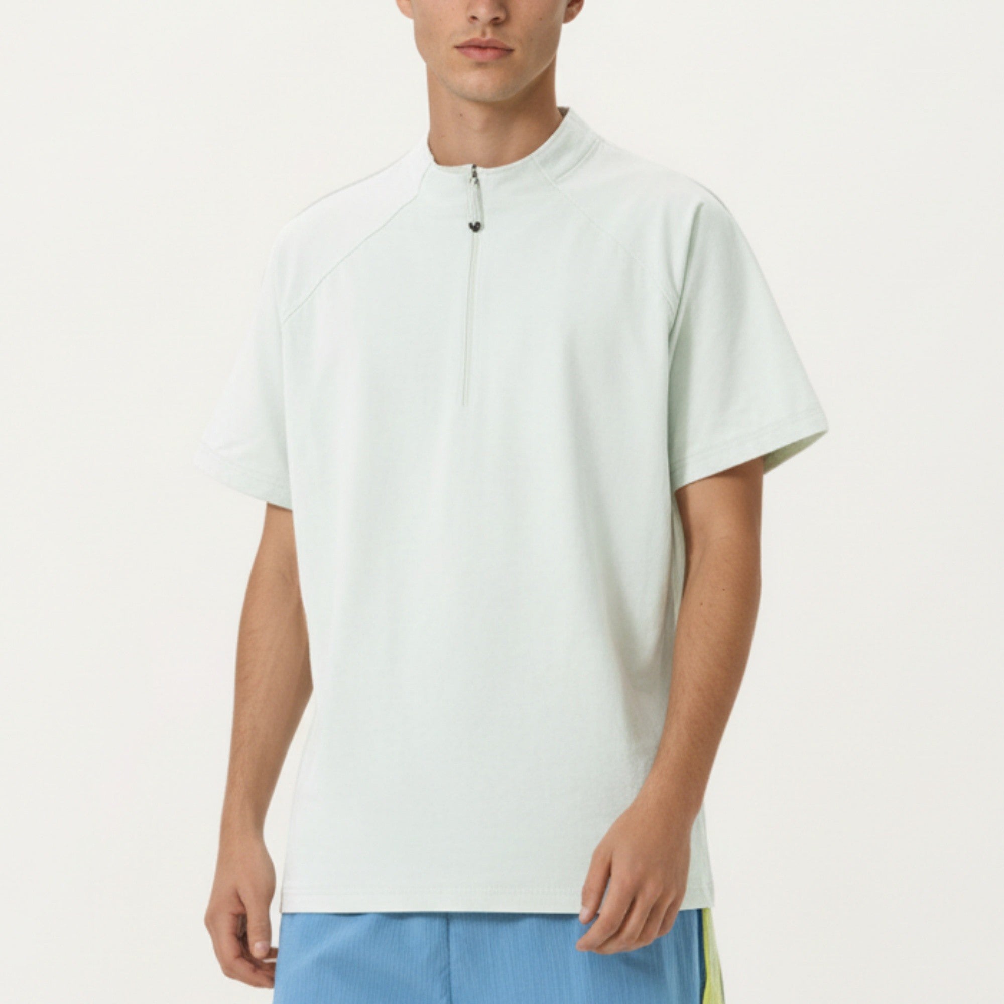 Anna-Kaci Men's Short Sleeve Athletic T-Shirt with Half Zip Mock Neck Lightweight Breathable Fabric