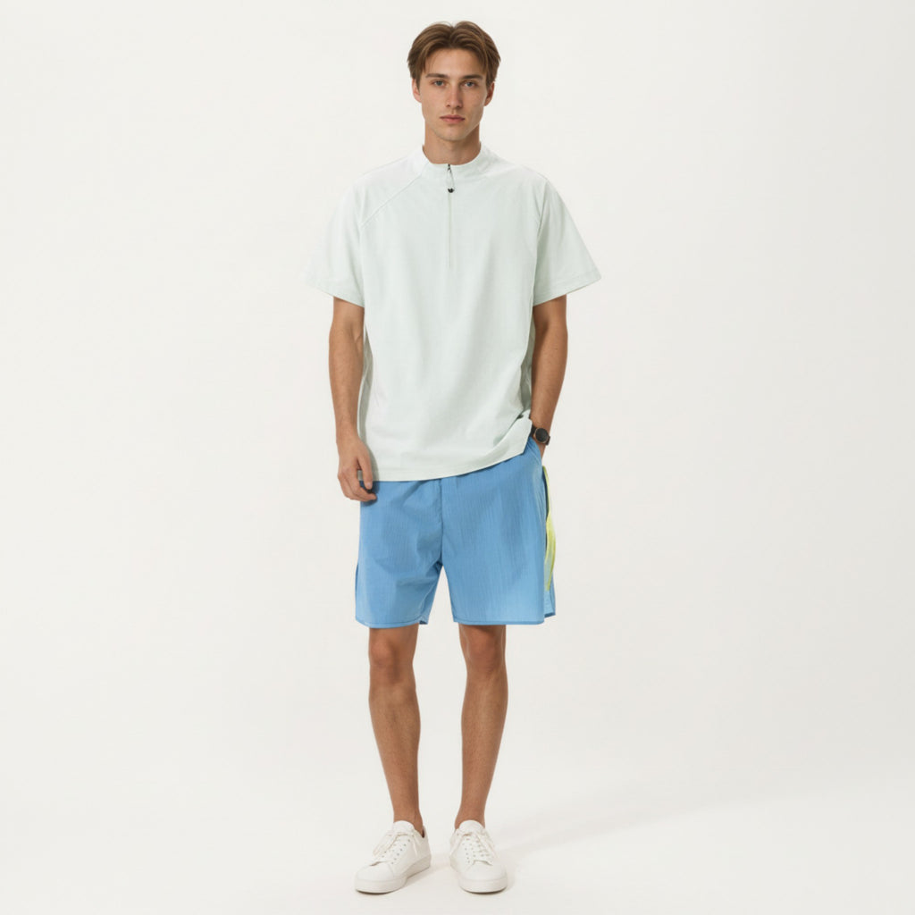 Anna-Kaci Men's Short Sleeve Athletic T-Shirt with Half Zip Mock Neck Lightweight Breathable Fabric