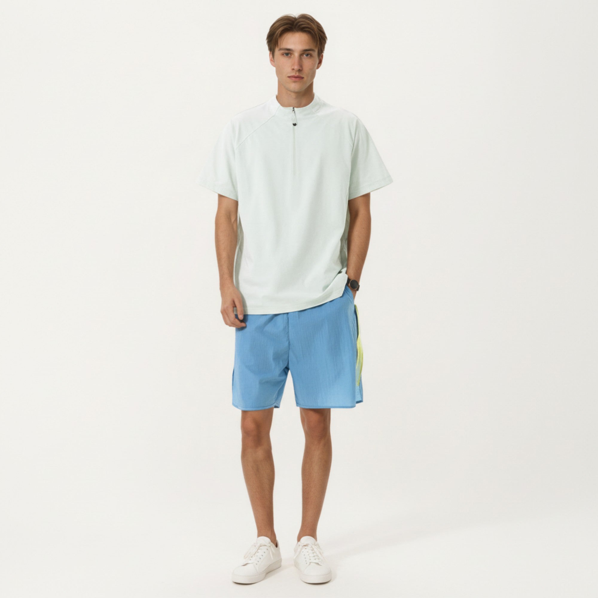 Anna-Kaci Men's Short Sleeve Athletic T-Shirt with Half Zip Mock Neck Lightweight Breathable Fabric