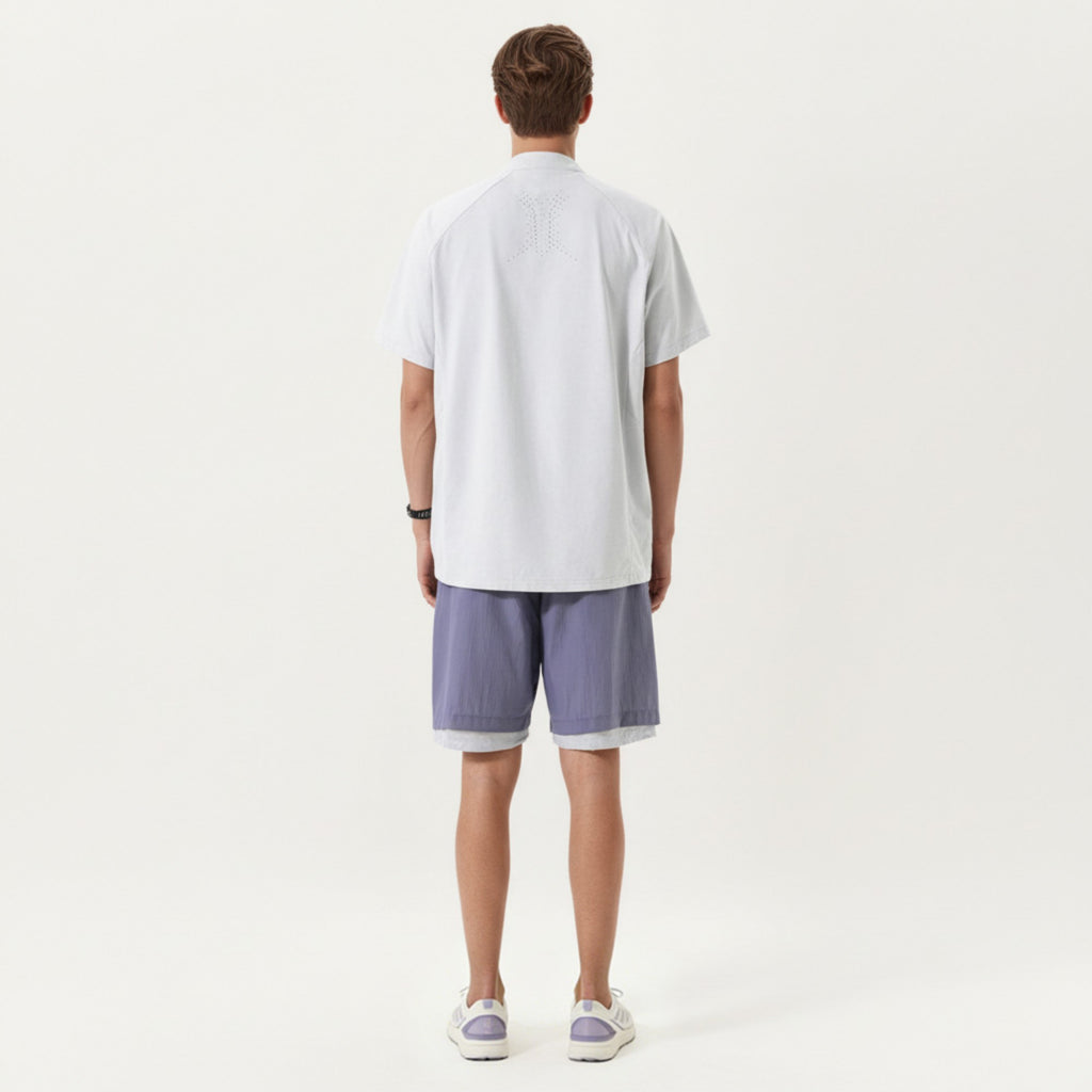 Anna-Kaci Men's Short Sleeve Athletic T-Shirt with Half Zip Mock Neck Lightweight Breathable Fabric