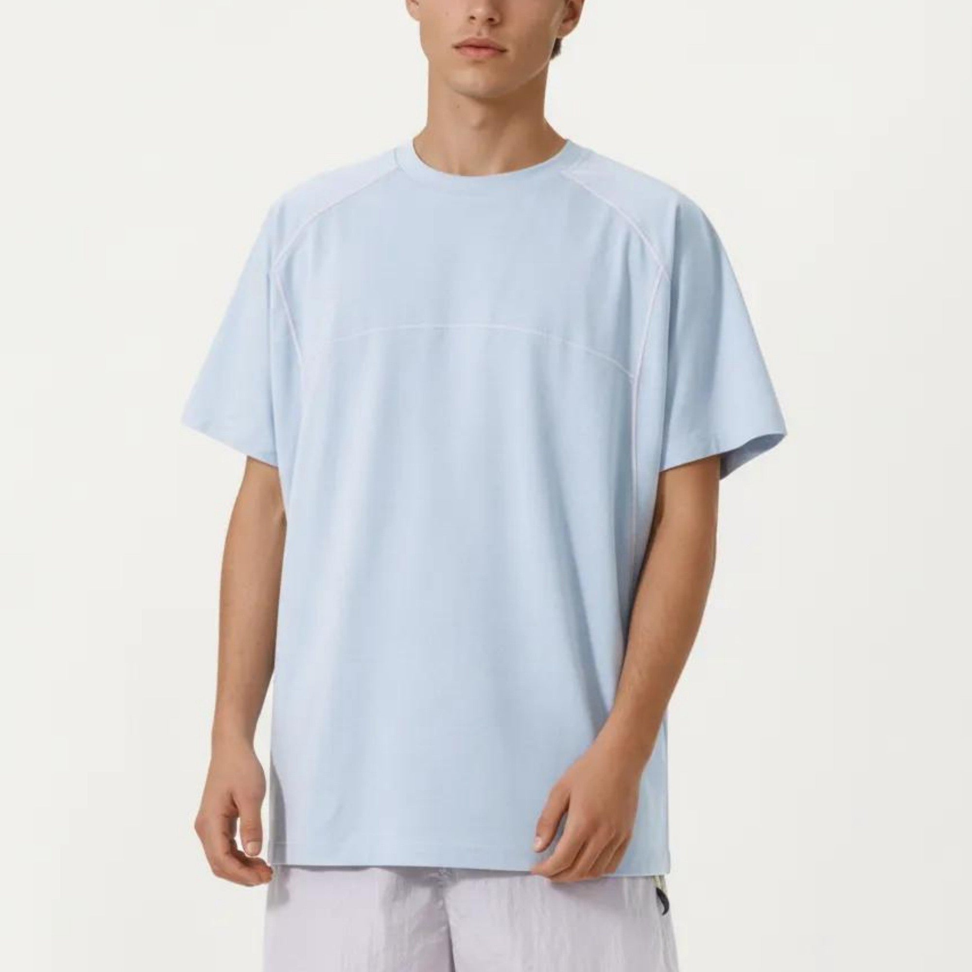 Anna-Kaci Men's Short Sleeve Athletic T-Shirt with Contrast Seam Detail Breathable Lightweight Fabric