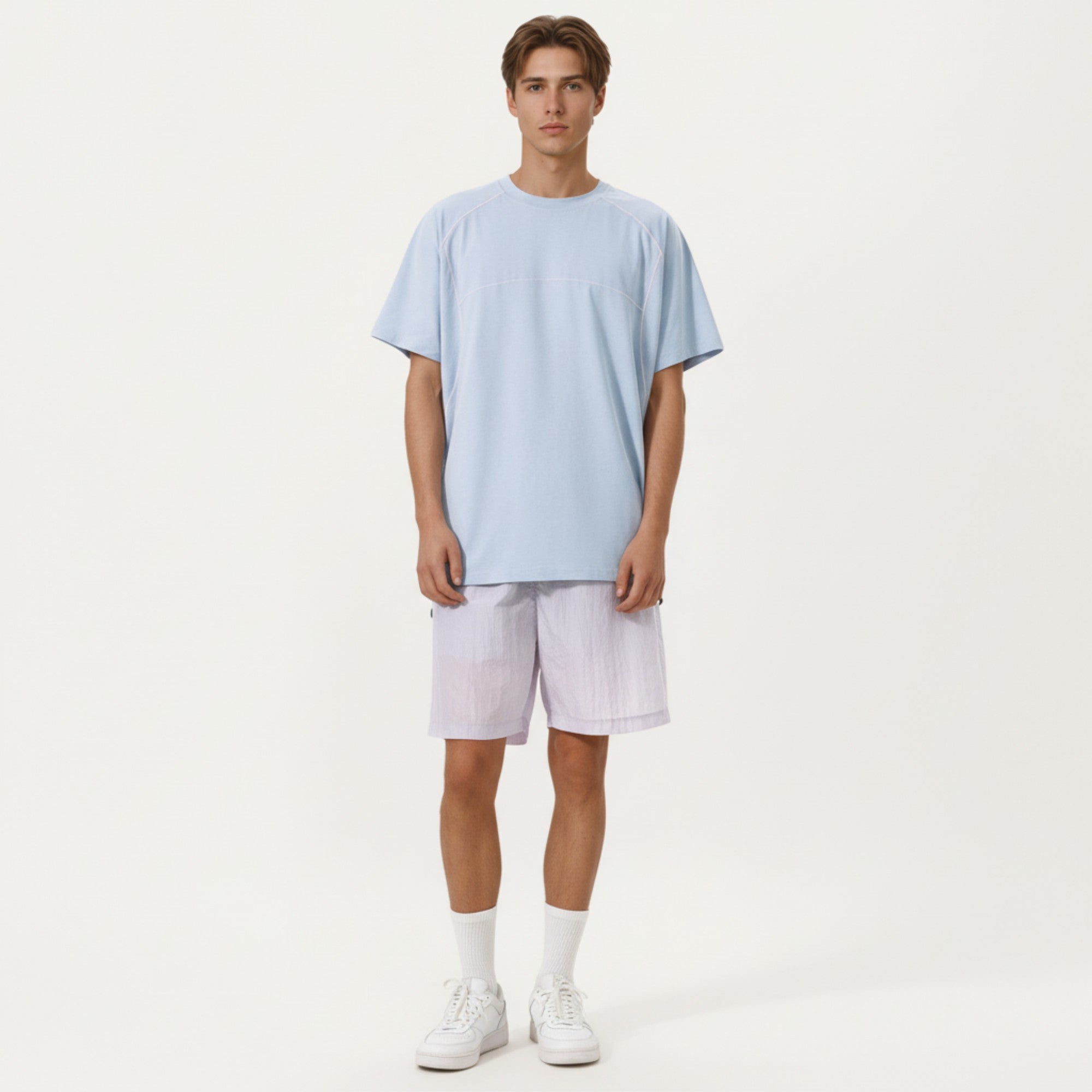 Anna-Kaci Men's Short Sleeve Athletic T-Shirt with Contrast Seam Detail Breathable Lightweight Fabric