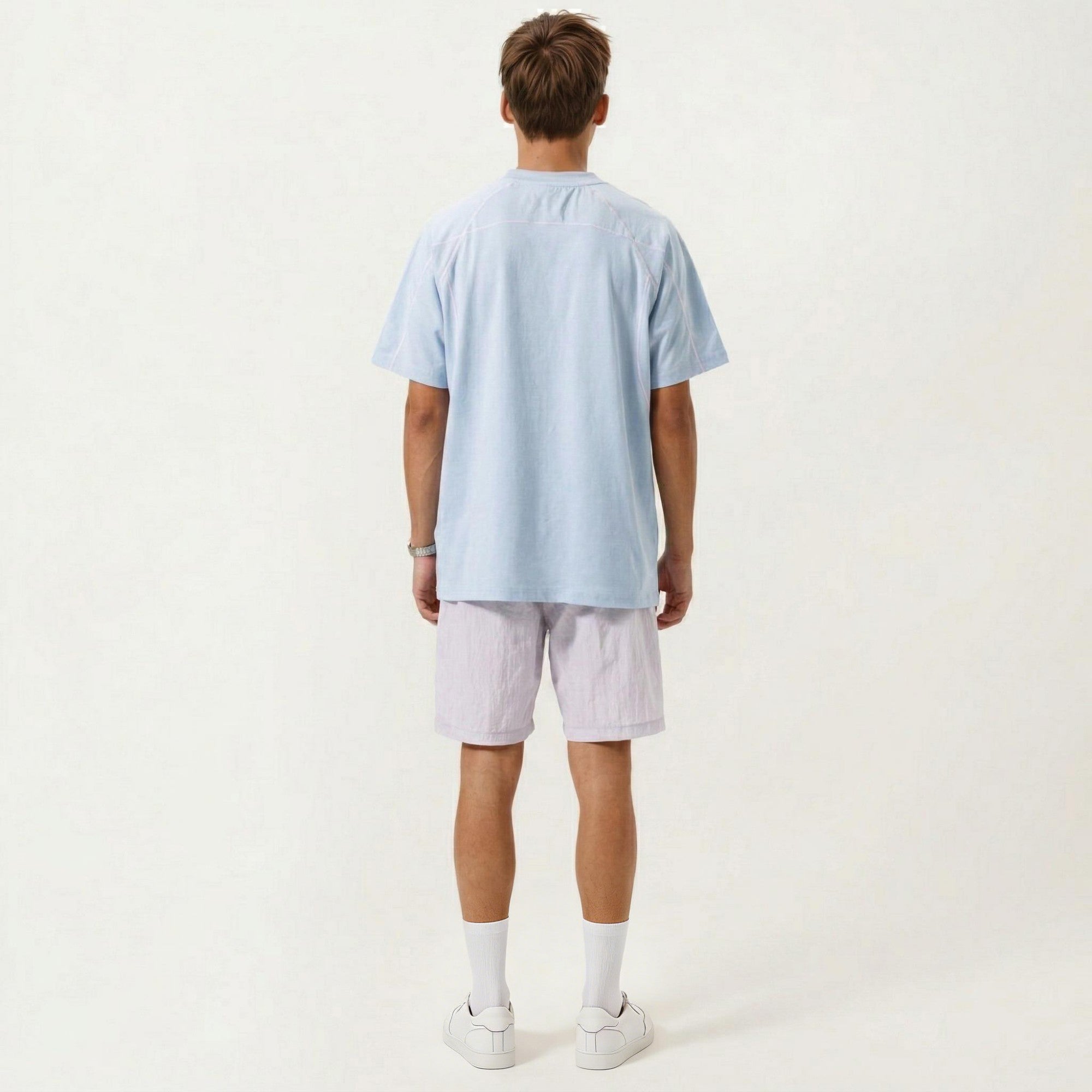 Anna-Kaci Men's Short Sleeve Athletic T-Shirt with Contrast Seam Detail Breathable Lightweight Fabric