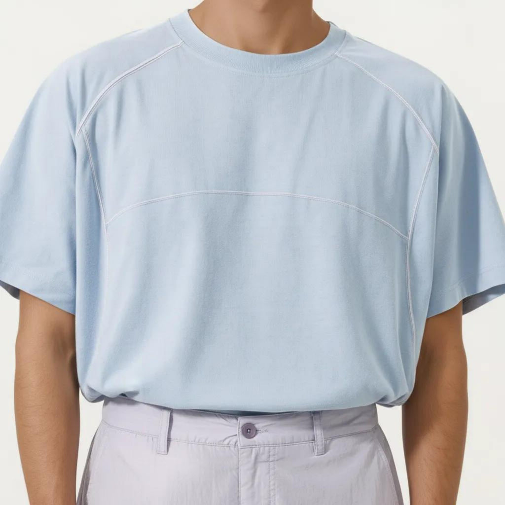 Anna-Kaci Men's Short Sleeve Athletic T-Shirt with Contrast Seam Detail Breathable Lightweight Fabric