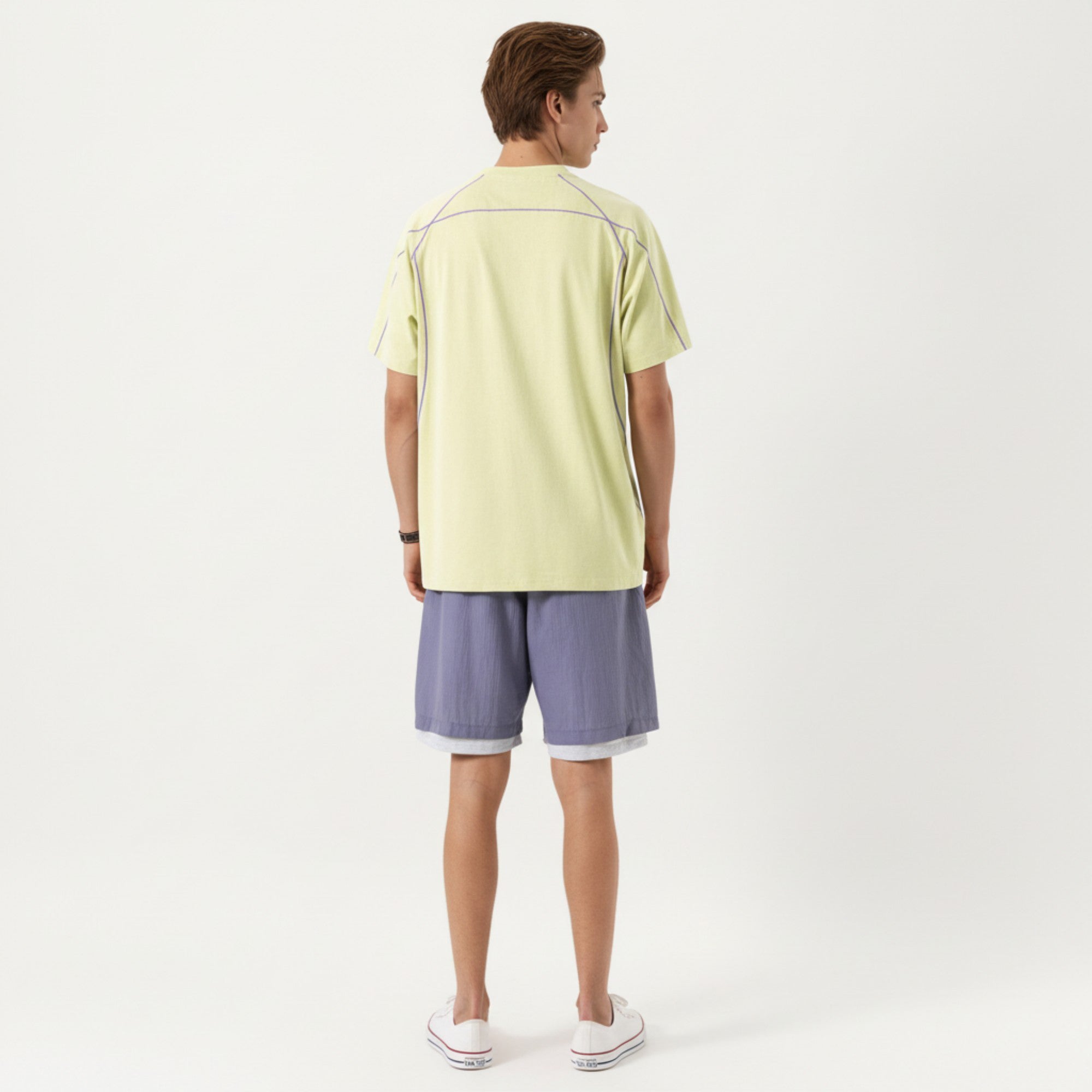 Anna-Kaci Men's Short Sleeve Athletic T-Shirt with Contrast Seam Detail Breathable Lightweight Fabric