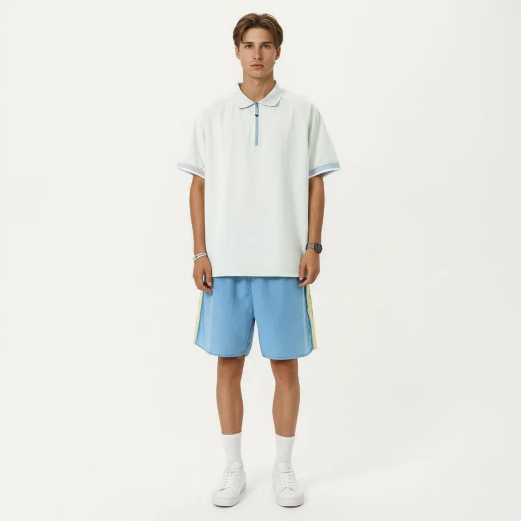 Anna-Kaci Men's Short Sleeve Athletic Polo Shirt with Zip Collar Lightweight Breathable Fabric and Relaxed Fit