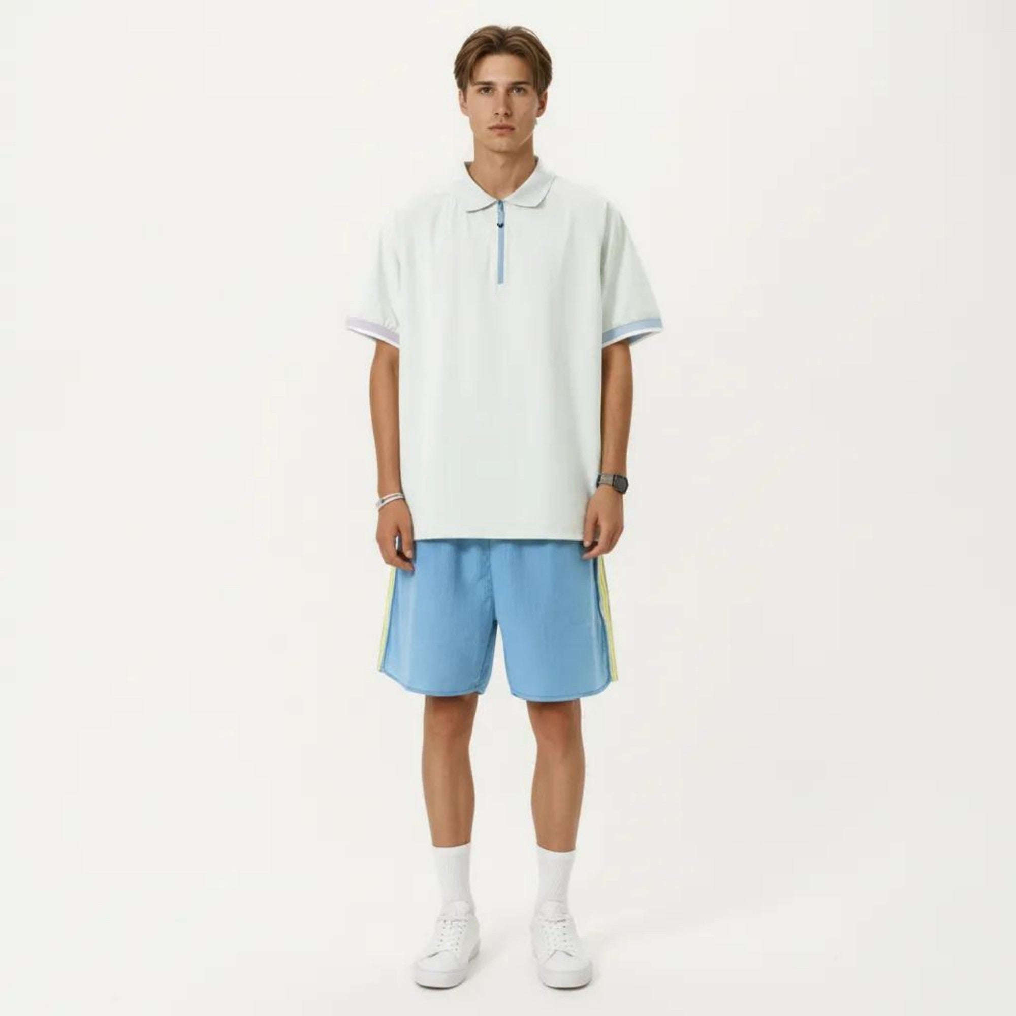 Anna-Kaci Men's Short Sleeve Athletic Polo Shirt with Zip Collar Lightweight Breathable Fabric and Relaxed Fit