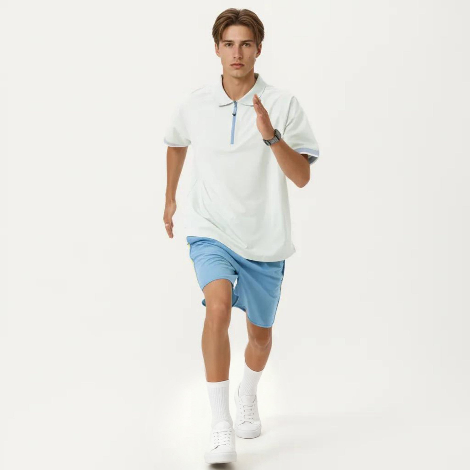 Anna-Kaci Men's Short Sleeve Athletic Polo Shirt with Zip Collar Lightweight Breathable Fabric and Relaxed Fit