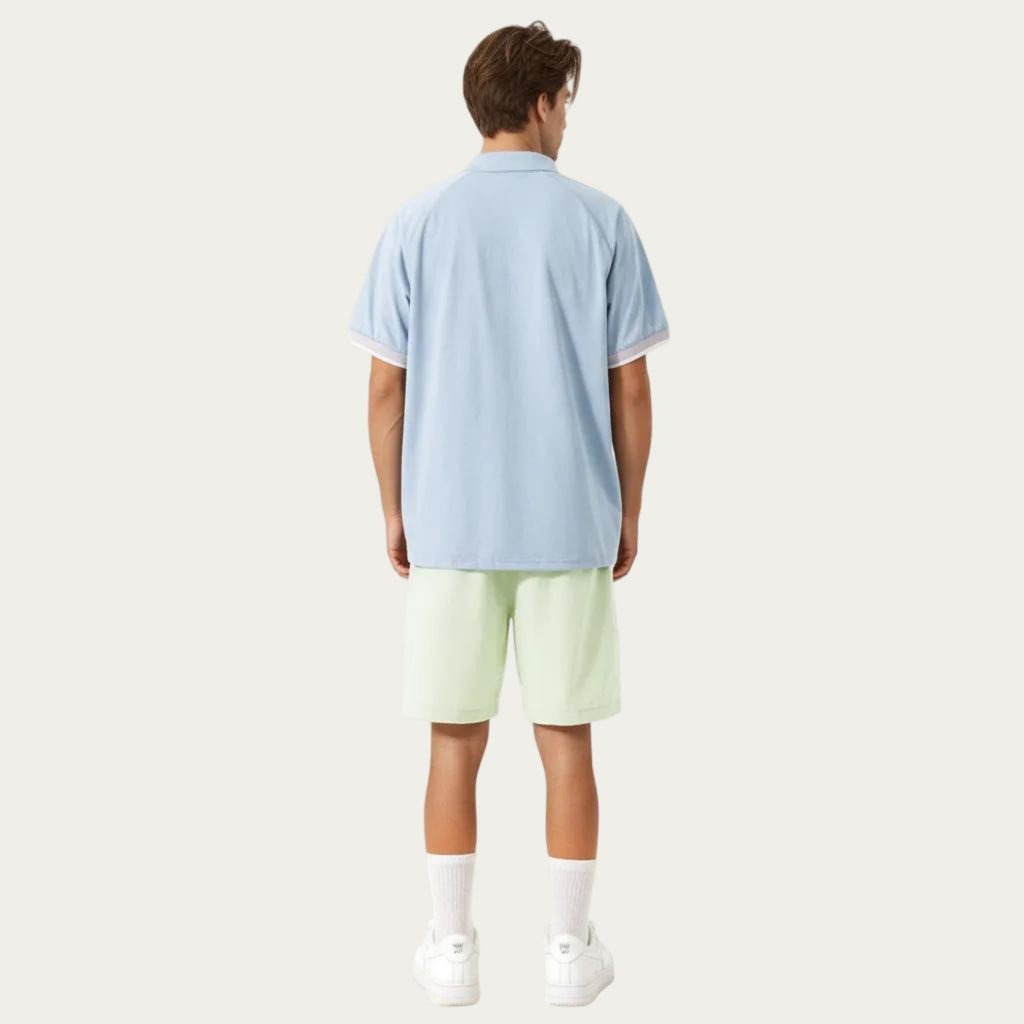 Anna-Kaci Men's Short Sleeve Athletic Polo Shirt with Zip Collar Lightweight Breathable Fabric and Relaxed Fit