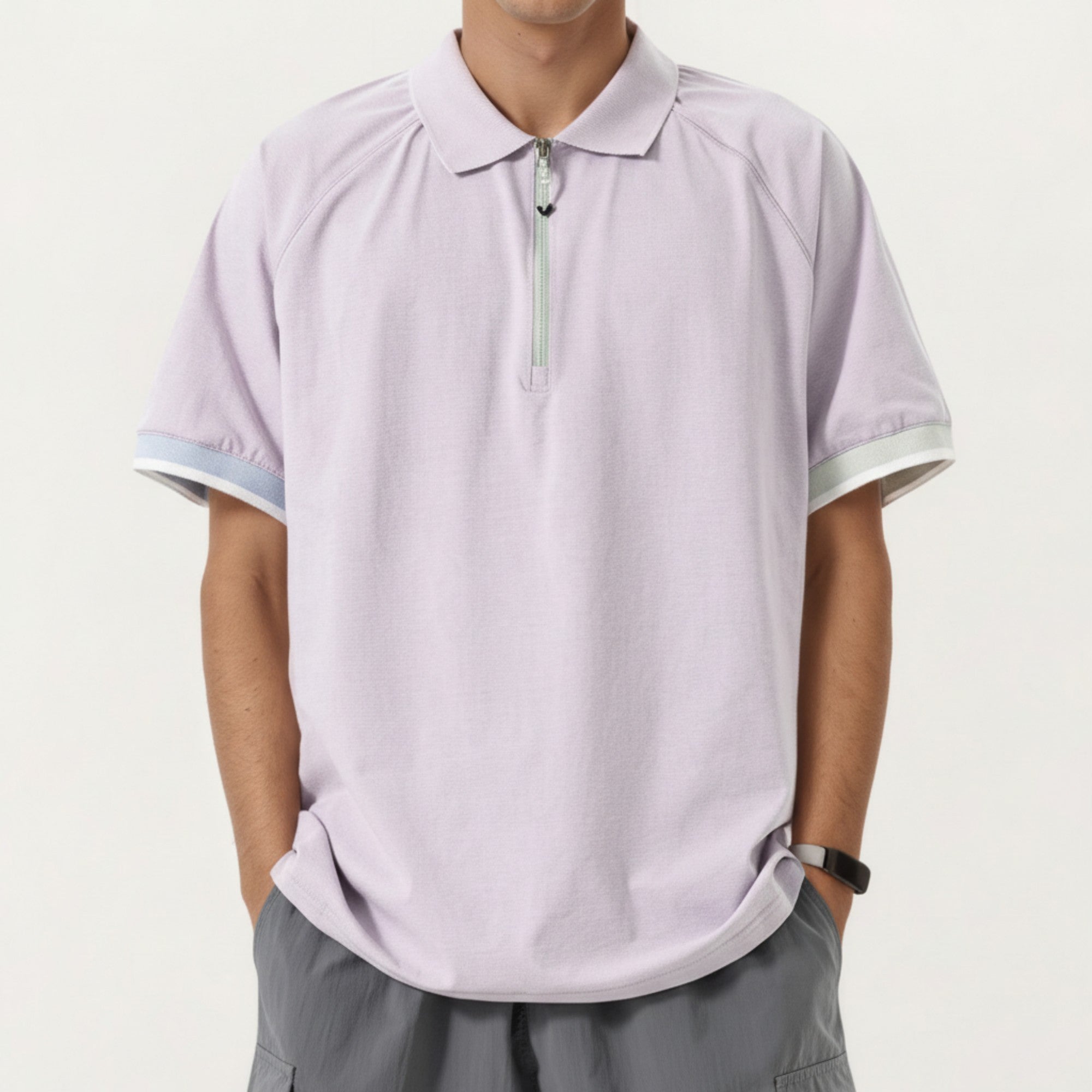 Anna-Kaci Men's Short Sleeve Athletic Polo Shirt with Zip Collar Lightweight Breathable Fabric and Relaxed Fit