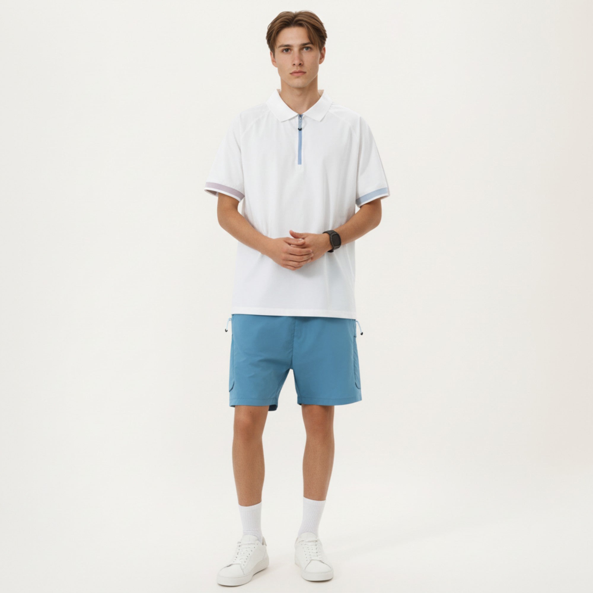 Anna-Kaci Men's Short Sleeve Athletic Polo Shirt with Zip Collar Lightweight Breathable Fabric and Relaxed Fit