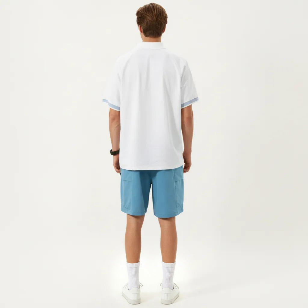 Anna-Kaci Men's Short Sleeve Athletic Polo Shirt with Zip Collar Lightweight Breathable Fabric and Relaxed Fit