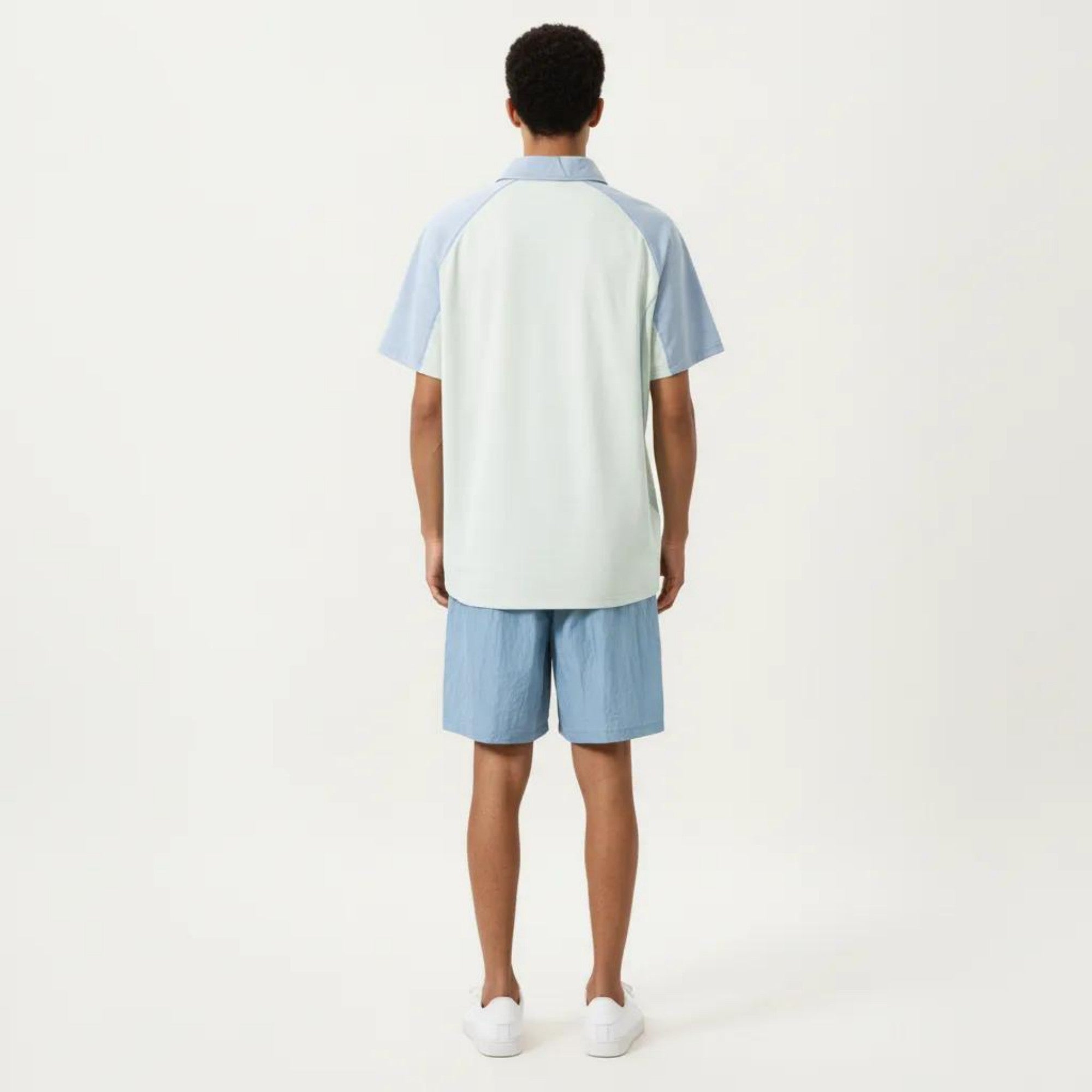 Anna-Kaci Men's Short Sleeve Athletic Polo Shirt with Zip Collar Colorblock Panel Design and Relaxed Fit Style