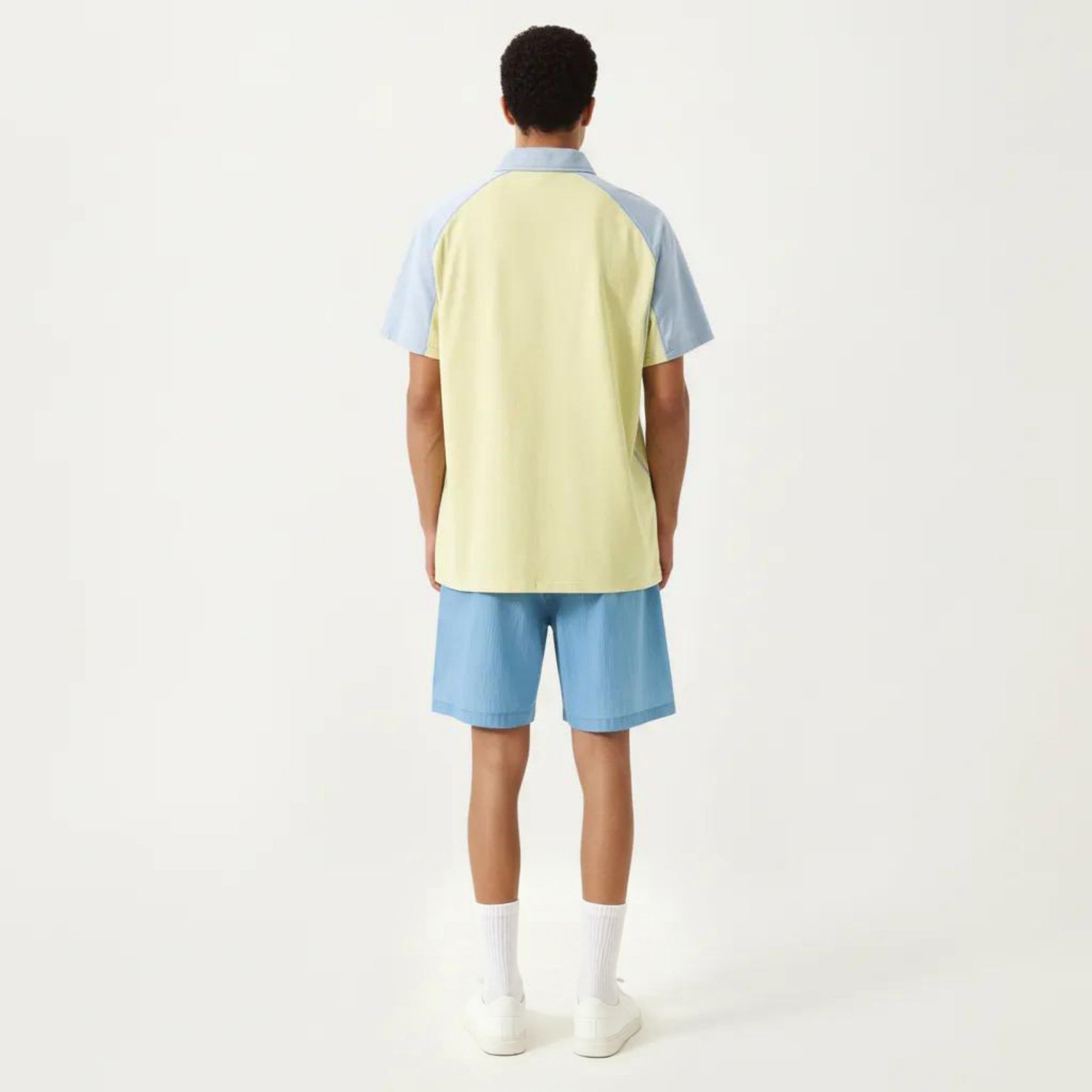 Anna-Kaci Men's Short Sleeve Athletic Polo Shirt with Zip Collar Colorblock Panel Design and Relaxed Fit Style