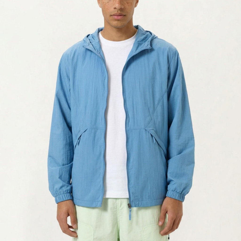 Anna-Kaci Men's Lightweight Hooded Windbreaker Jacket with Full Zip Closure Elastic Cuffs and Side Pocket
