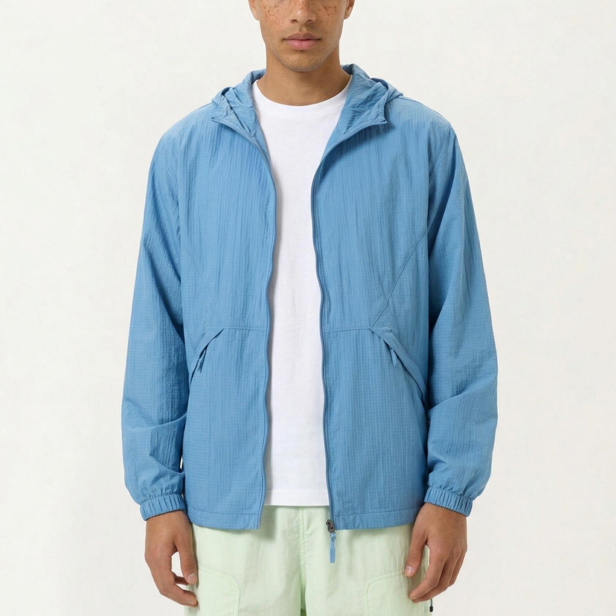 Anna-Kaci Men's Lightweight Hooded Windbreaker Jacket with Full Zip Closure Elastic Cuffs and Side Pocket