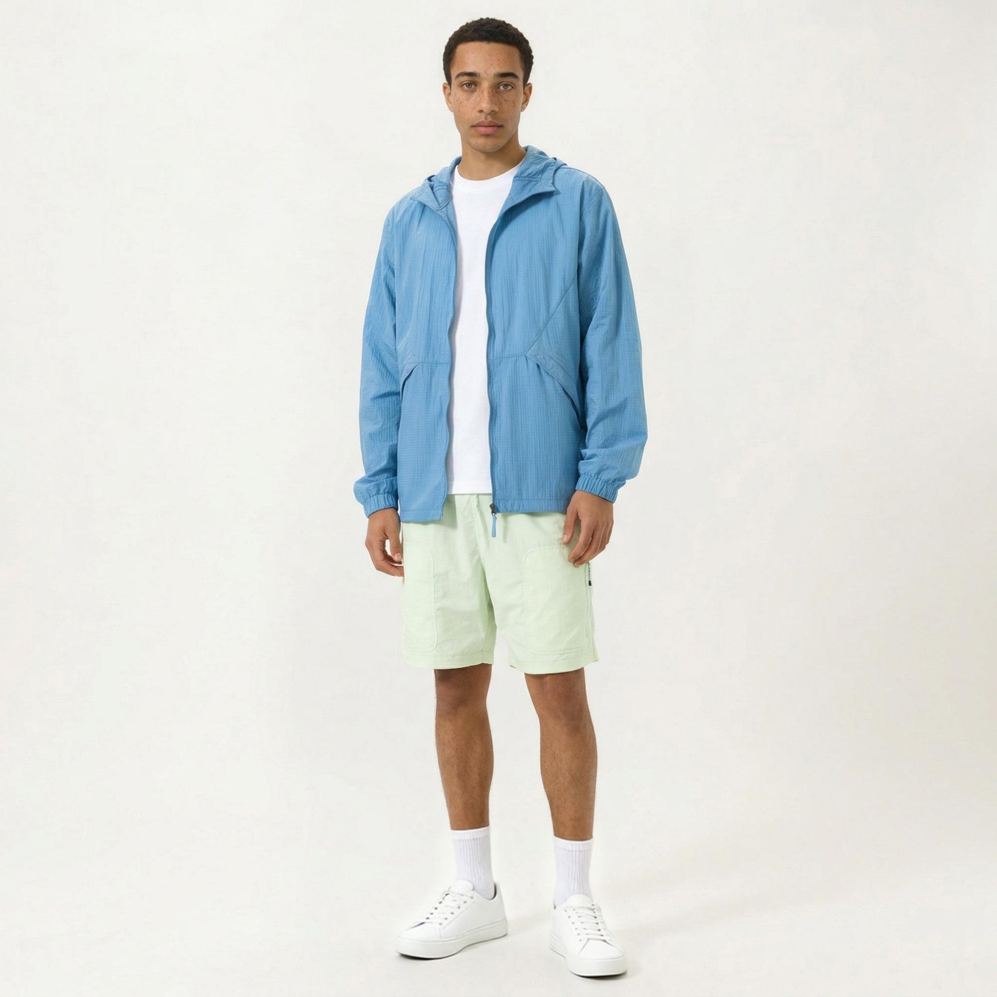 Anna-Kaci Men's Lightweight Hooded Windbreaker Jacket with Full Zip Closure Elastic Cuffs and Side Pocket