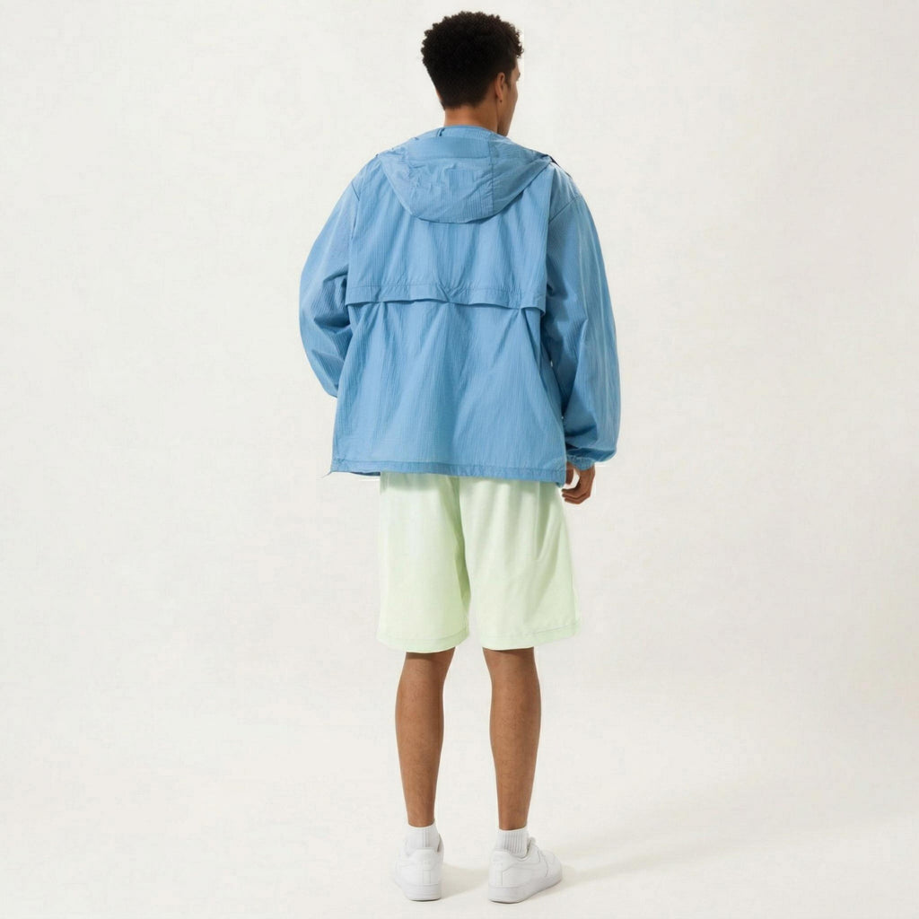 Anna-Kaci Men's Lightweight Hooded Windbreaker Jacket with Full Zip Closure Elastic Cuffs and Side Pocket