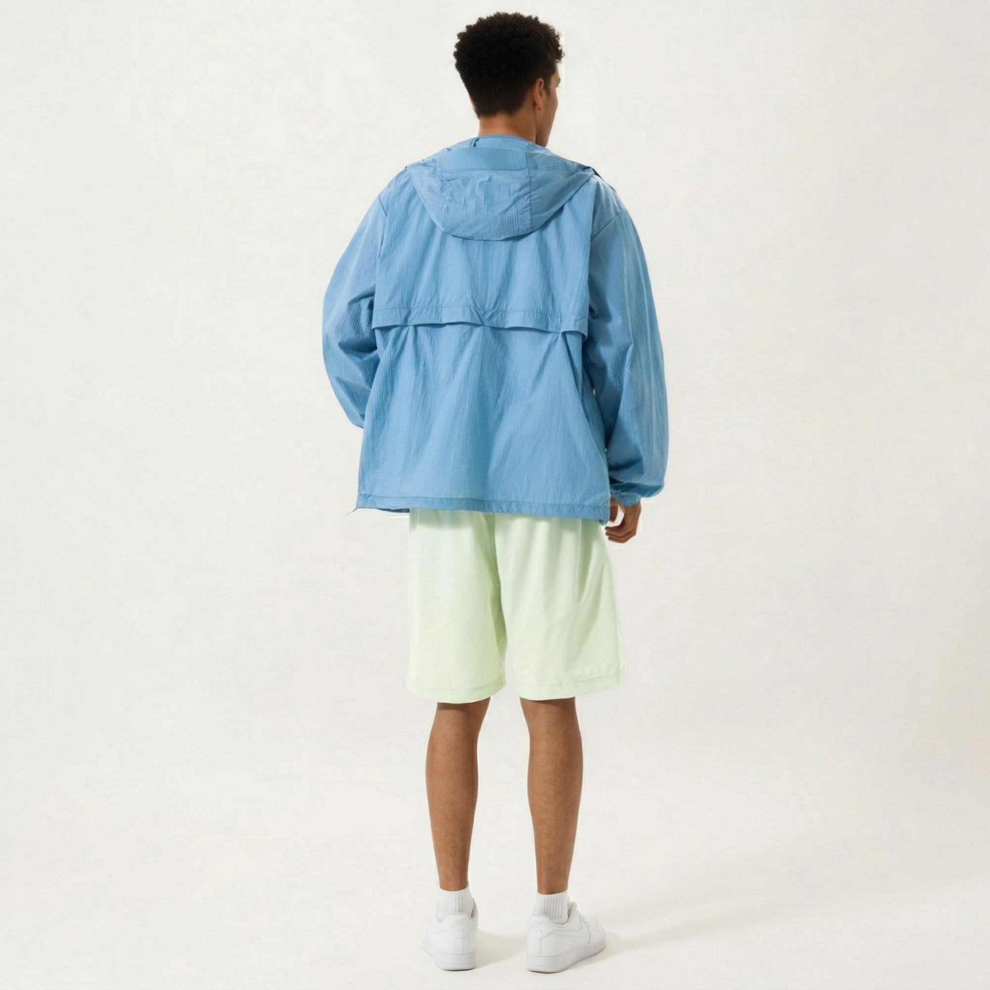 Anna-Kaci Men's Lightweight Hooded Windbreaker Jacket with Full Zip Closure Elastic Cuffs and Side Pocket