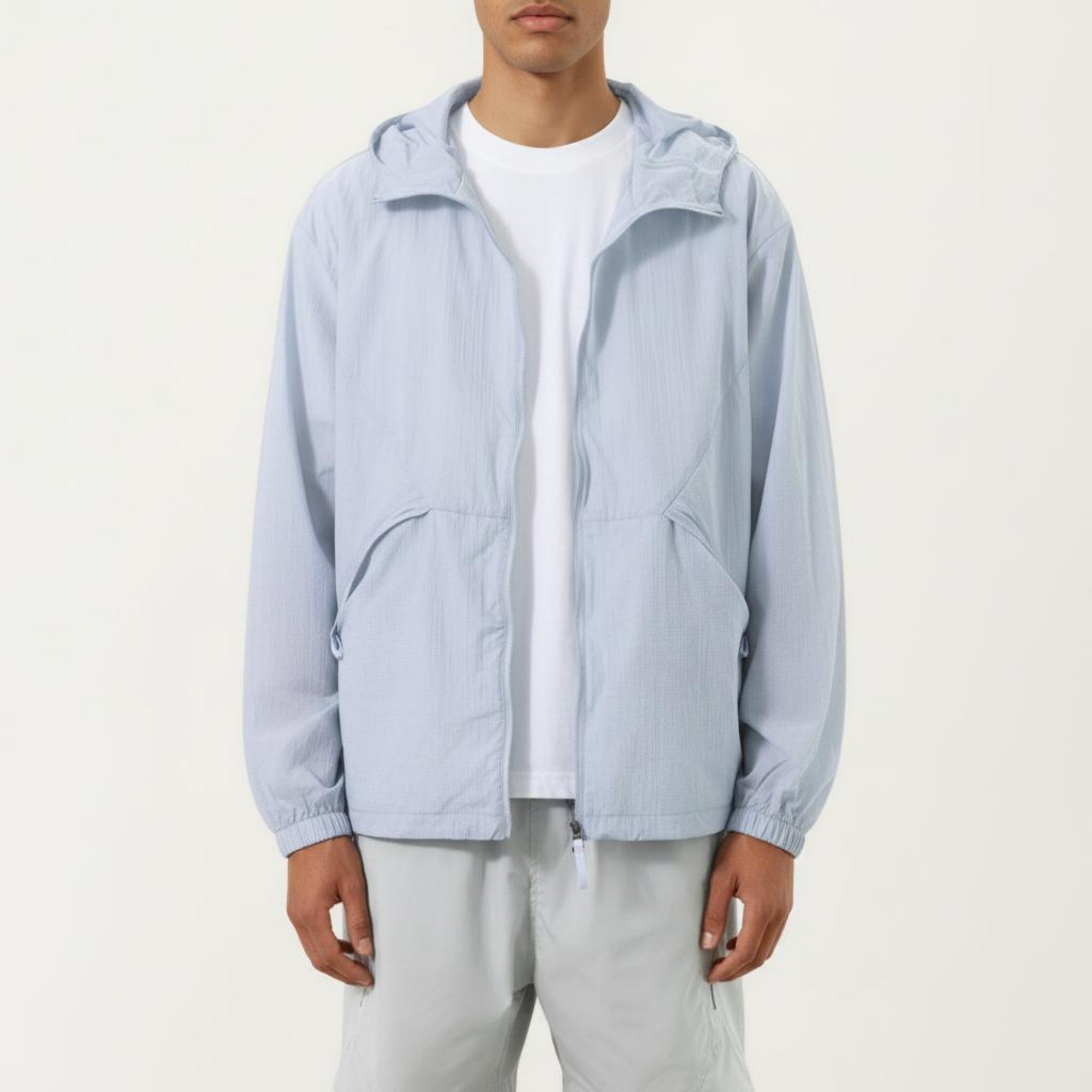 Anna-Kaci Men's Lightweight Hooded Windbreaker Jacket with Full Zip Closure Elastic Cuffs and Side Pocket