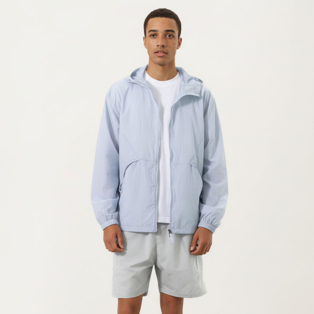 Anna-Kaci Men's Lightweight Hooded Windbreaker Jacket with Full Zip Closure Elastic Cuffs and Side Pocket