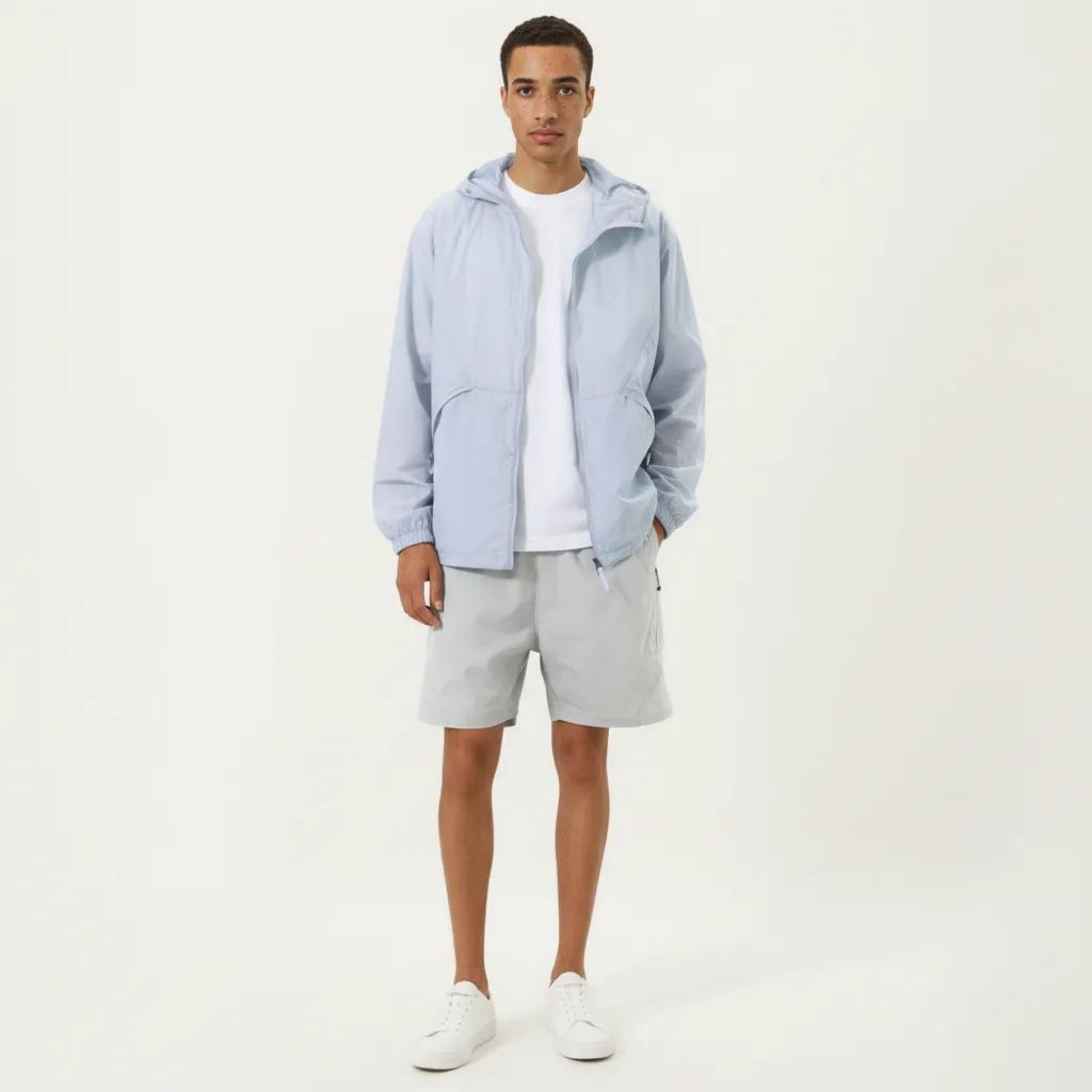 Anna-Kaci Men's Lightweight Hooded Windbreaker Jacket with Full Zip Closure Elastic Cuffs and Side Pocket