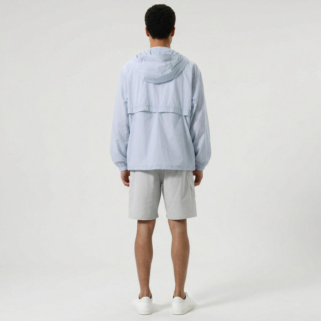Anna-Kaci Men's Lightweight Hooded Windbreaker Jacket with Full Zip Closure Elastic Cuffs and Side Pocket
