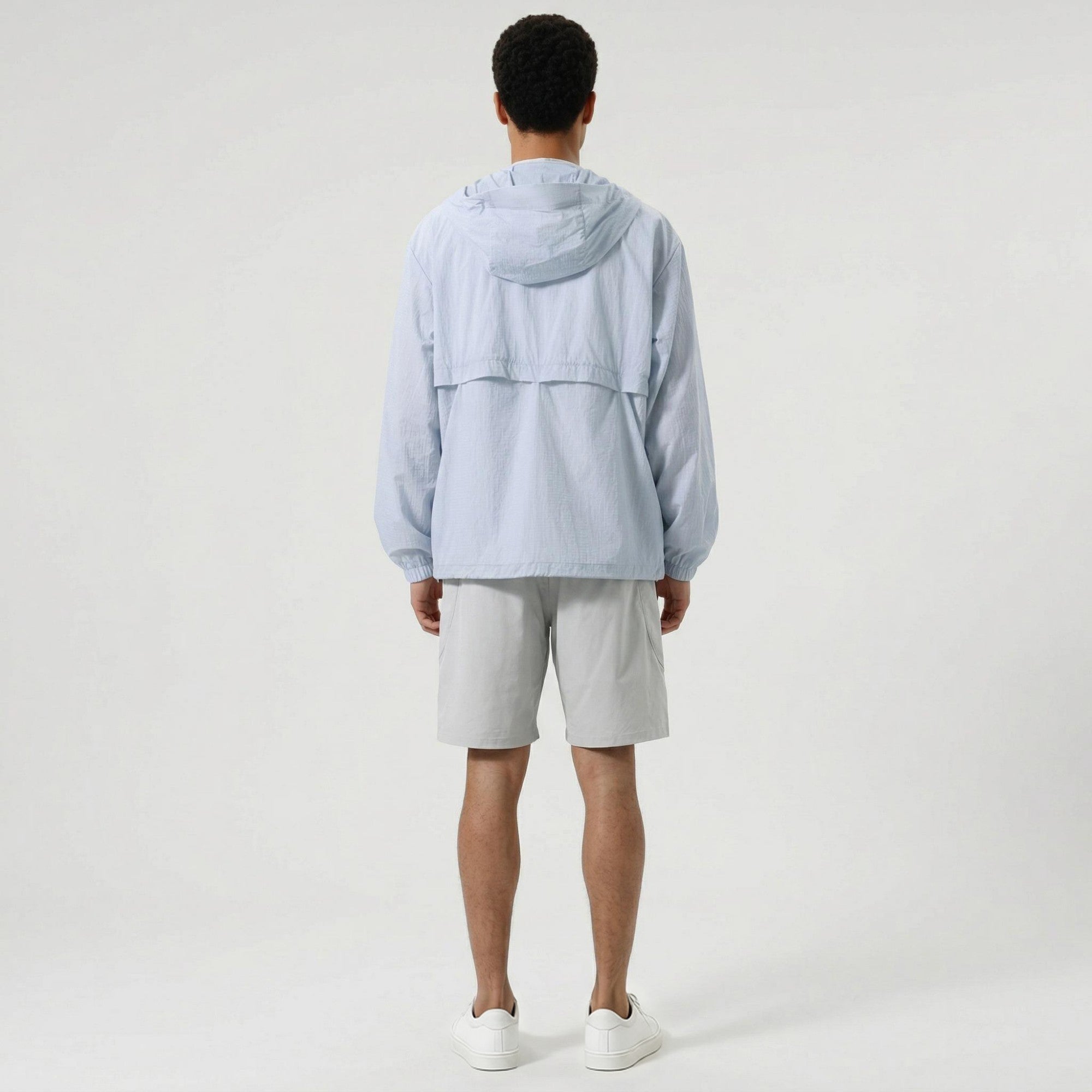 Anna-Kaci Men's Lightweight Hooded Windbreaker Jacket with Full Zip Closure Elastic Cuffs and Side Pocket