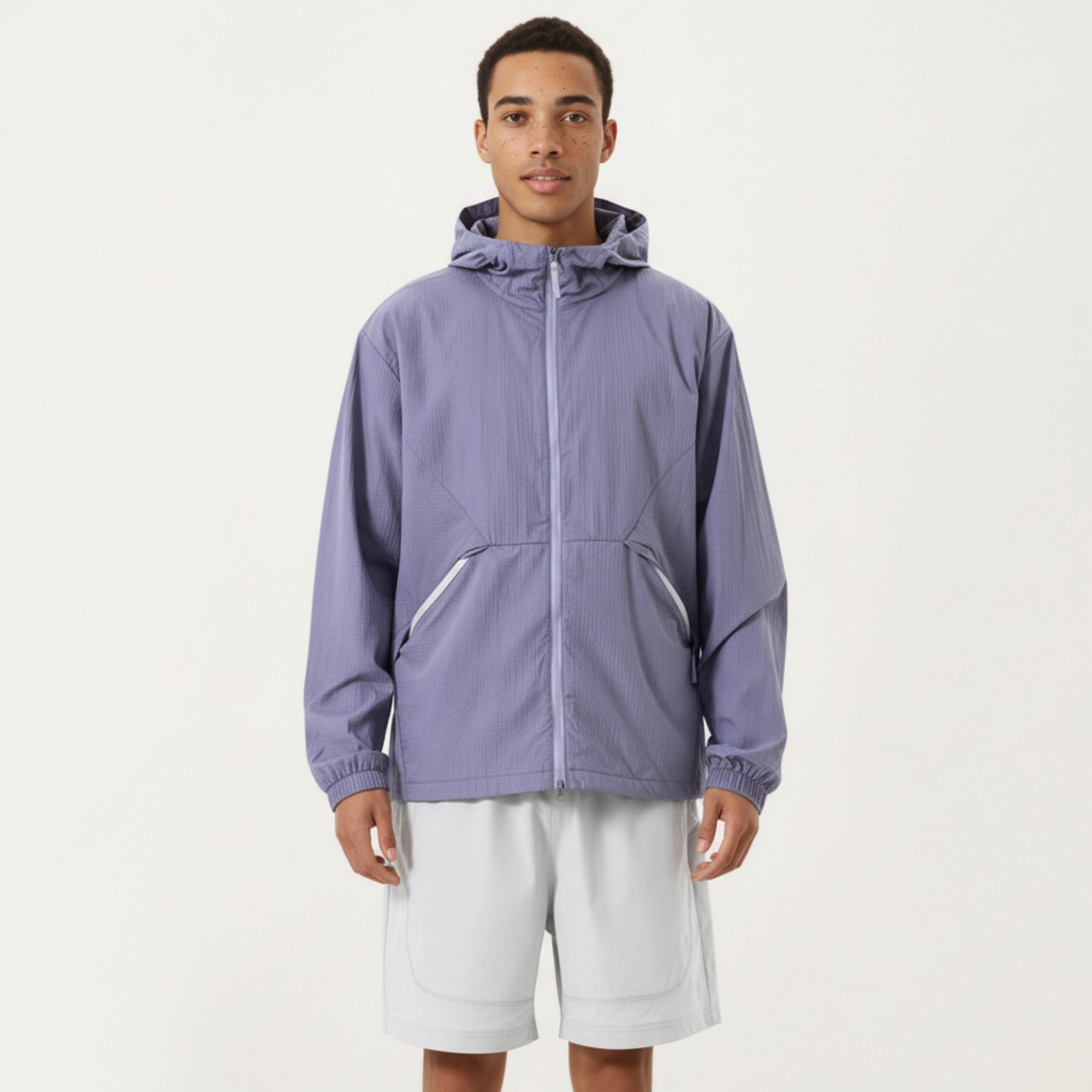 Anna-Kaci Men's Lightweight Hooded Windbreaker Jacket with Full Zip Closure Elastic Cuffs and Side Pocket