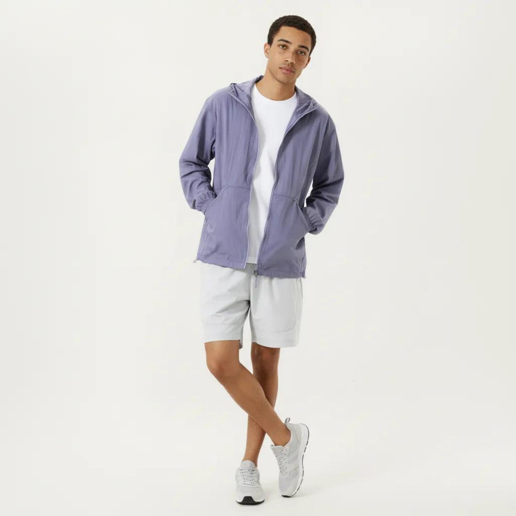 Anna-Kaci Men's Lightweight Hooded Windbreaker Jacket with Full Zip Closure Elastic Cuffs and Side Pocket