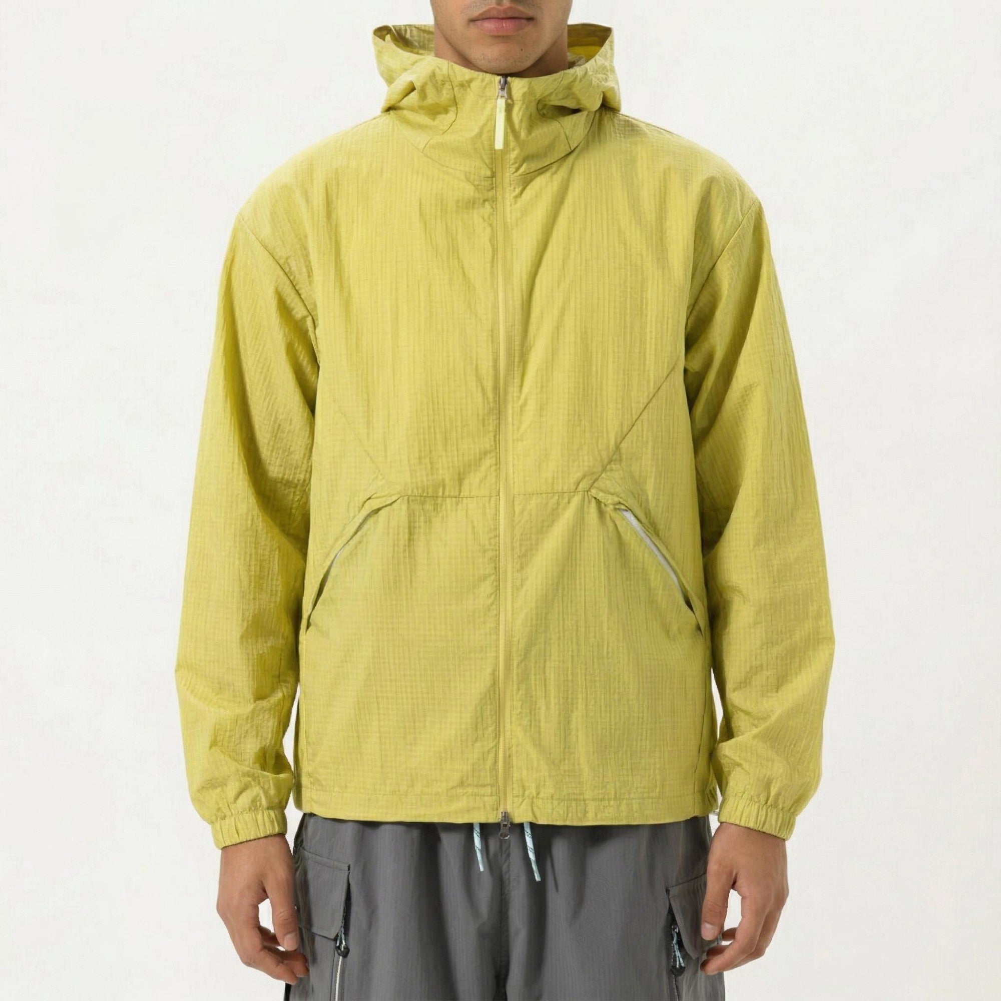 Anna-Kaci Men's Lightweight Hooded Windbreaker Jacket with Full Zip Closure Elastic Cuffs and Side Pocket