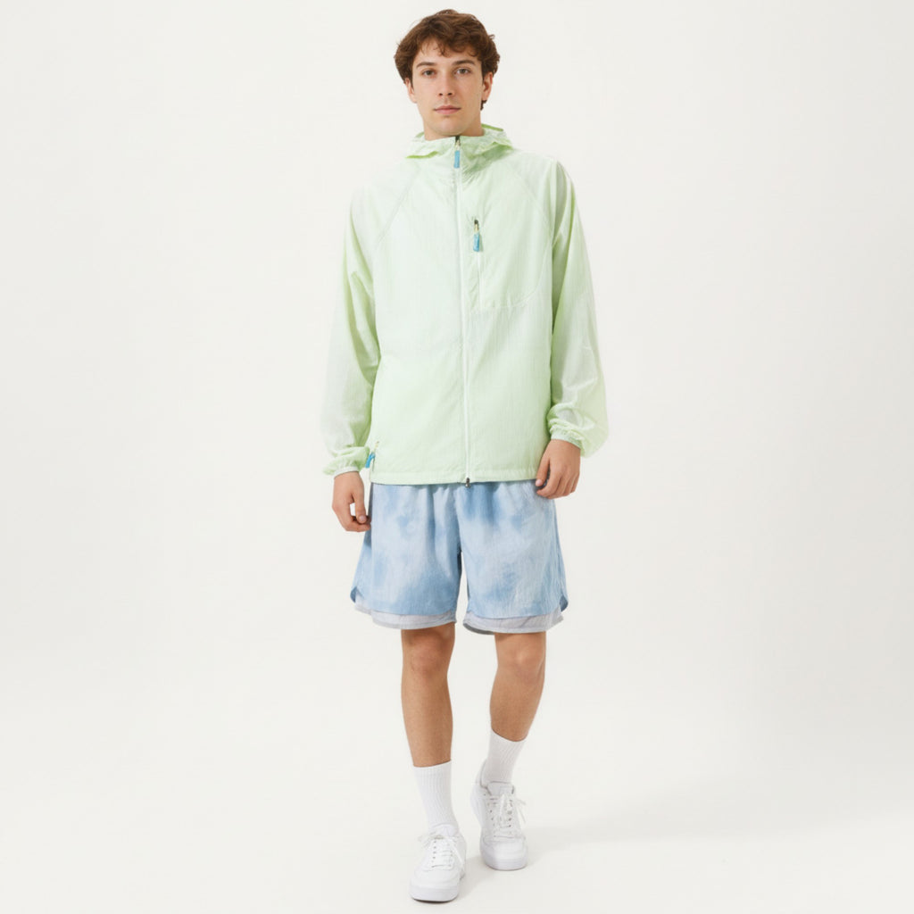 Anna-Kaci Men's Lightweight Windbreaker Jacket with Hood Full Zip Closure Chest Zipper Pocket and Elastic Cuff