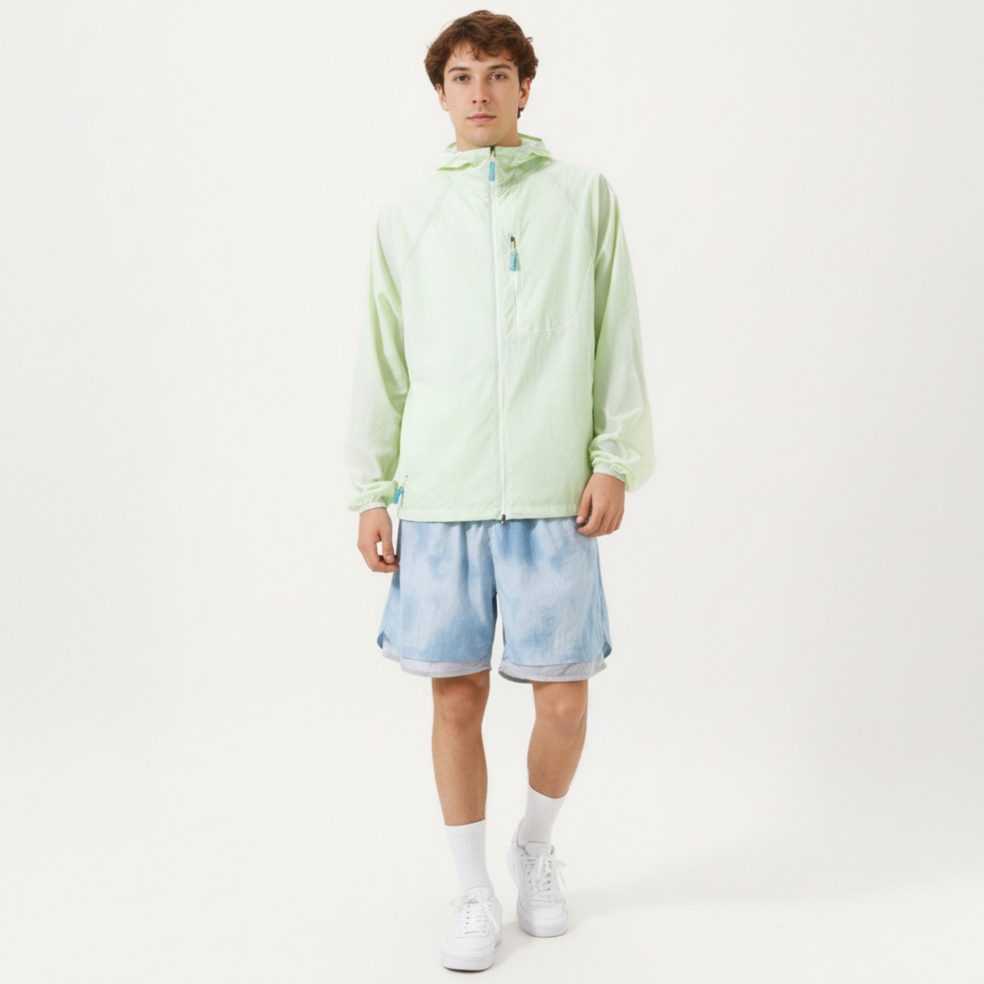 Anna-Kaci Men's Lightweight Windbreaker Jacket with Hood Full Zip Closure Chest Zipper Pocket and Elastic Cuff