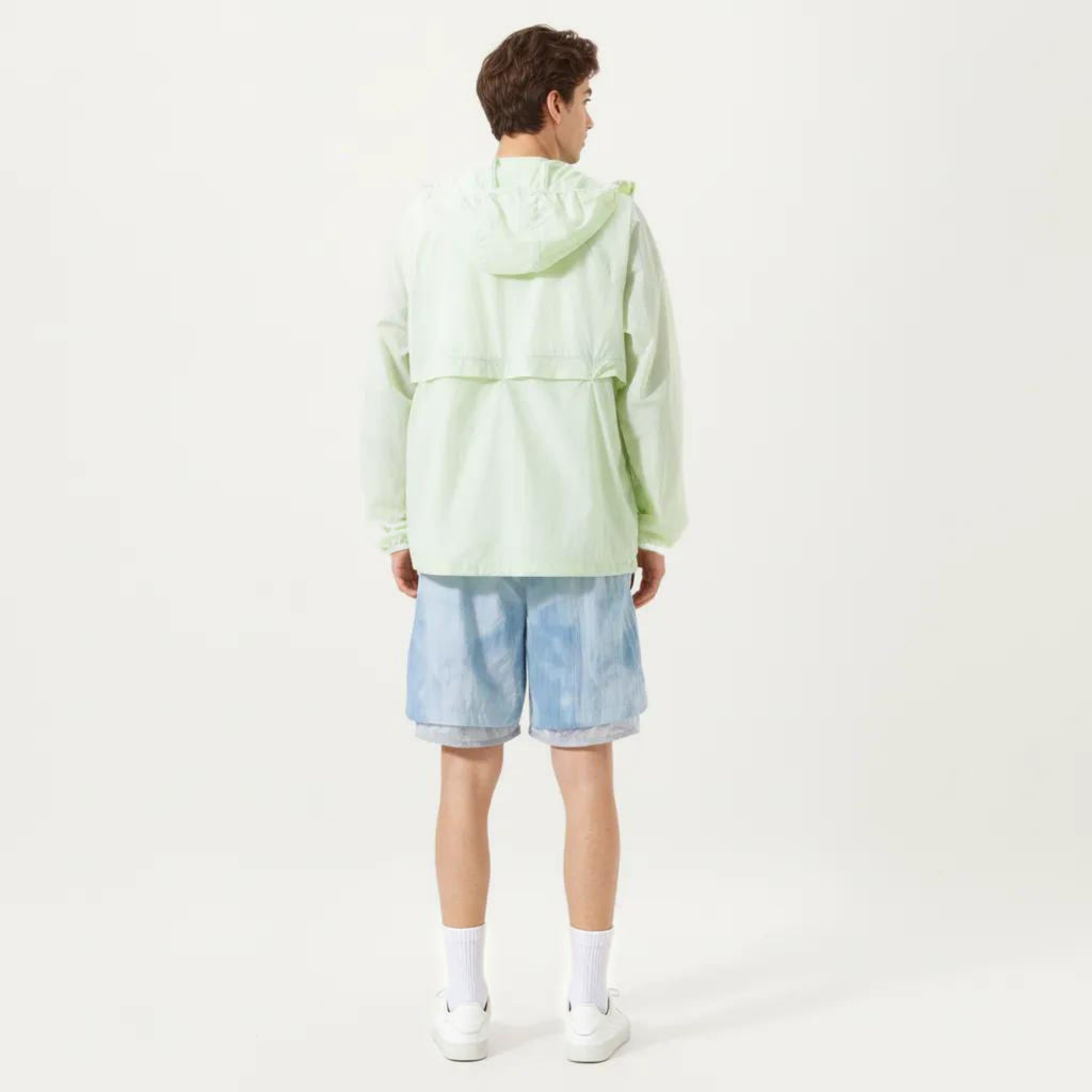 Anna-Kaci Men's Lightweight Windbreaker Jacket with Hood Full Zip Closure Chest Zipper Pocket and Elastic Cuff
