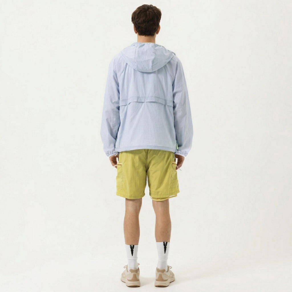 Anna-Kaci Men's Lightweight Windbreaker Jacket with Hood Full Zip Closure Chest Zipper Pocket and Elastic Cuff
