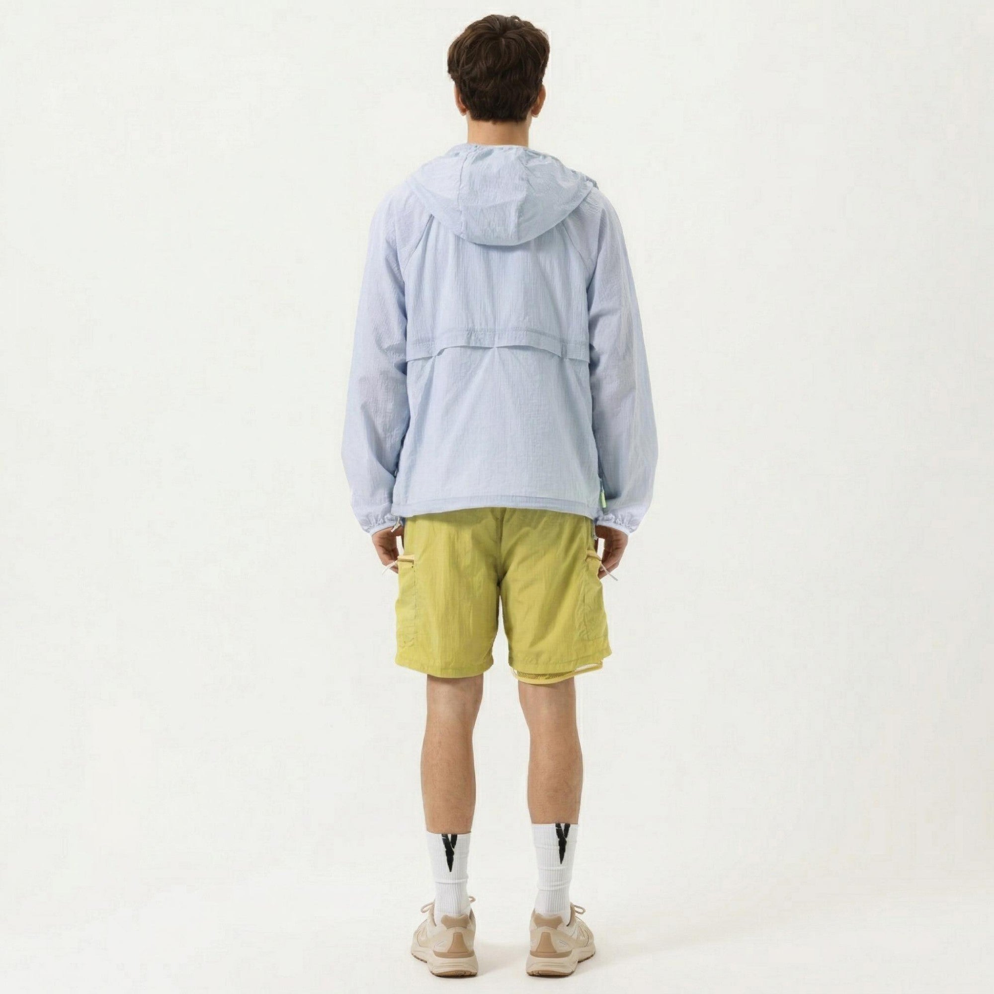 Anna-Kaci Men's Lightweight Windbreaker Jacket with Hood Full Zip Closure Chest Zipper Pocket and Elastic Cuff