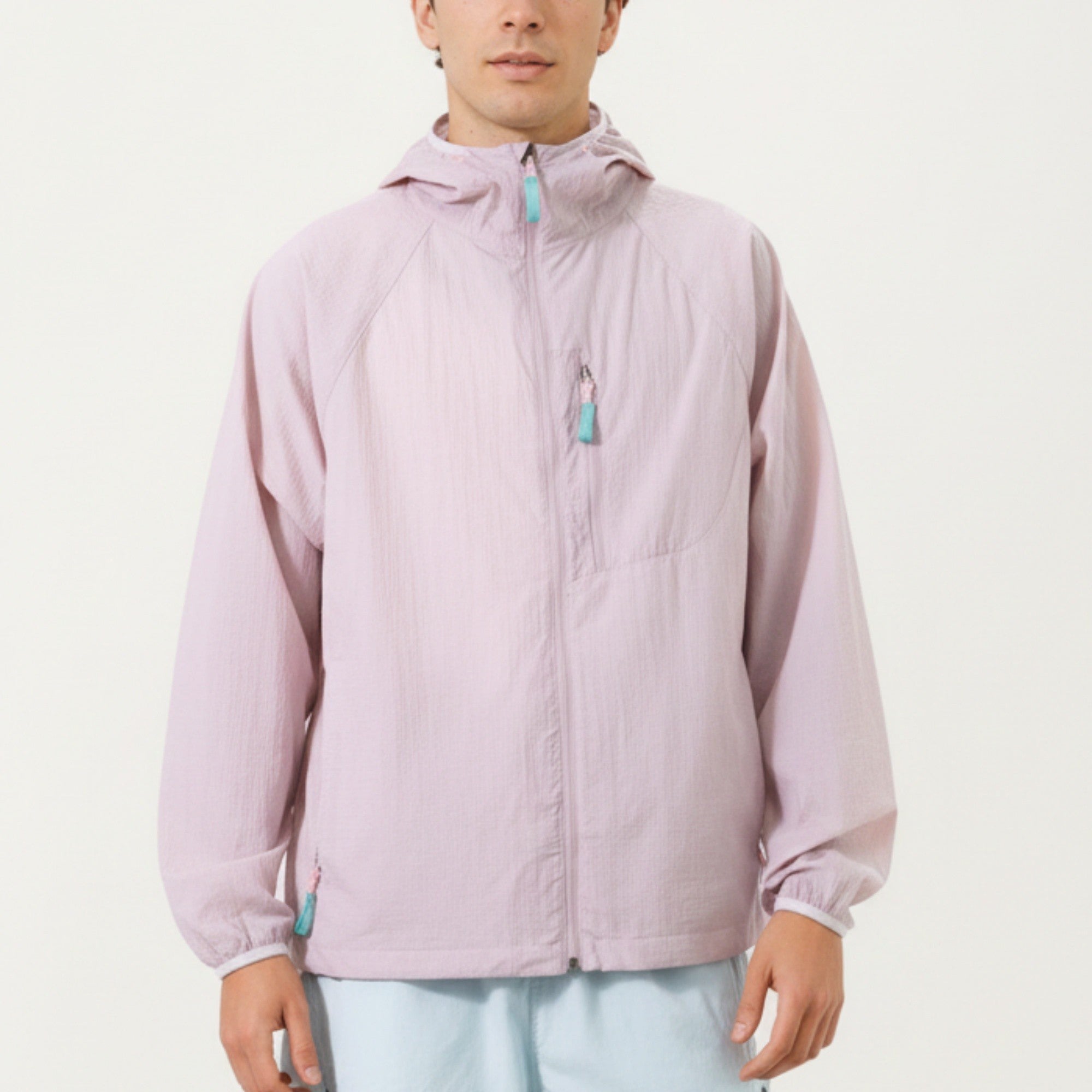 Anna-Kaci Men's Lightweight Windbreaker Jacket with Hood Full Zip Closure Chest Zipper Pocket and Elastic Cuff