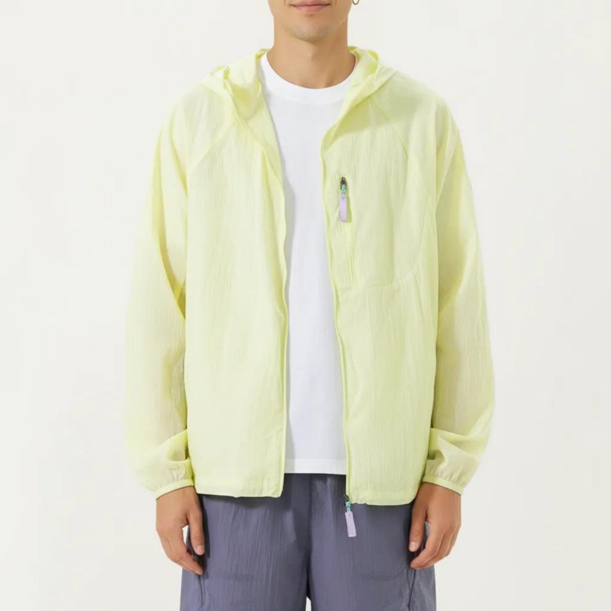 Anna-Kaci Men's Lightweight Windbreaker Jacket with Hood Full Zip Closure Chest Zipper Pocket and Elastic Cuff