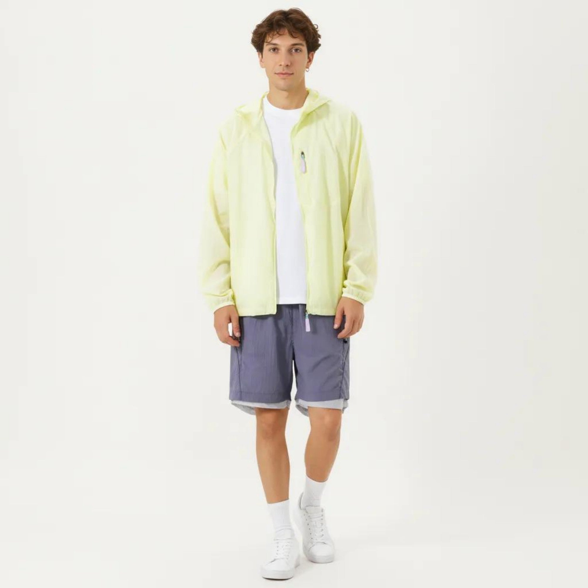 Anna-Kaci Men's Lightweight Windbreaker Jacket with Hood Full Zip Closure Chest Zipper Pocket and Elastic Cuff