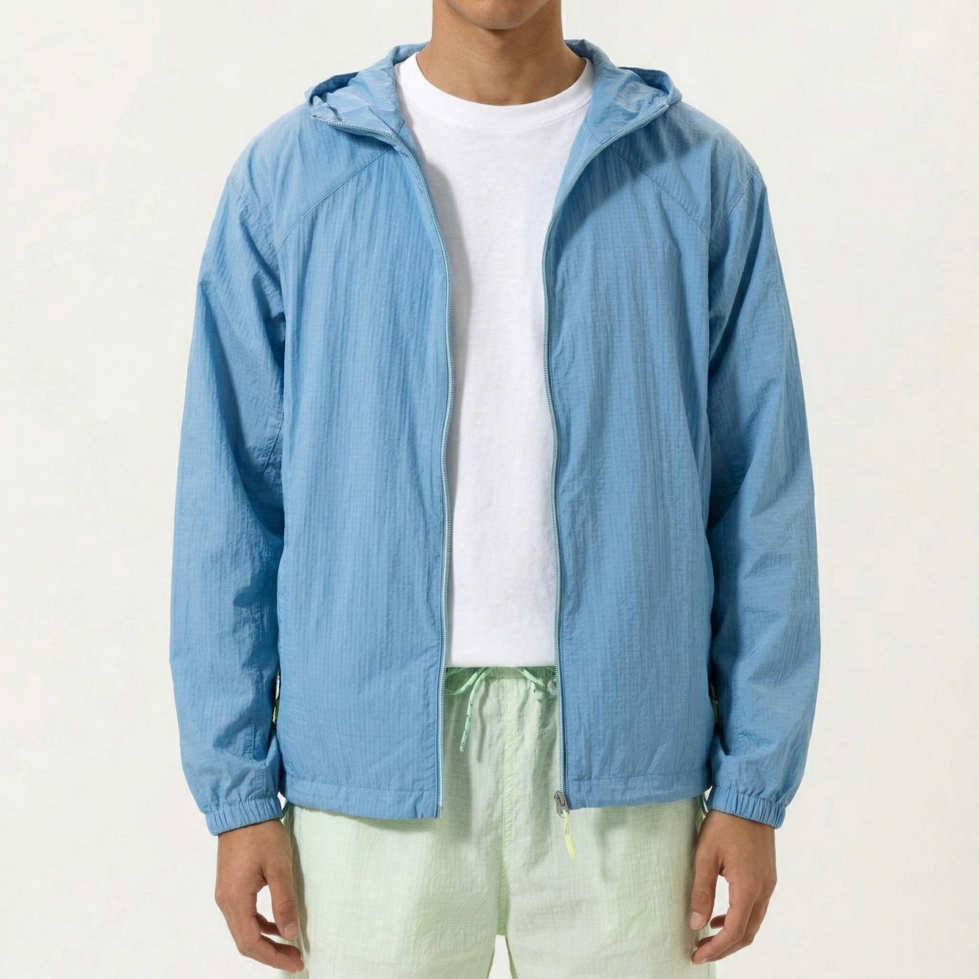 Anna-Kaci Men's Lightweight Hooded Windbreaker Jacket with Full Zip Closure Elastic Cuffs and Relaxed Fit