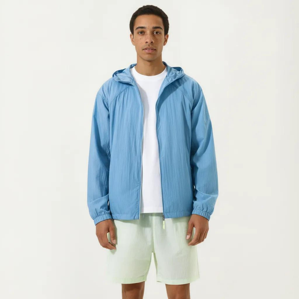 Anna-Kaci Men's Lightweight Hooded Windbreaker Jacket with Full Zip Closure Elastic Cuffs and Relaxed Fit