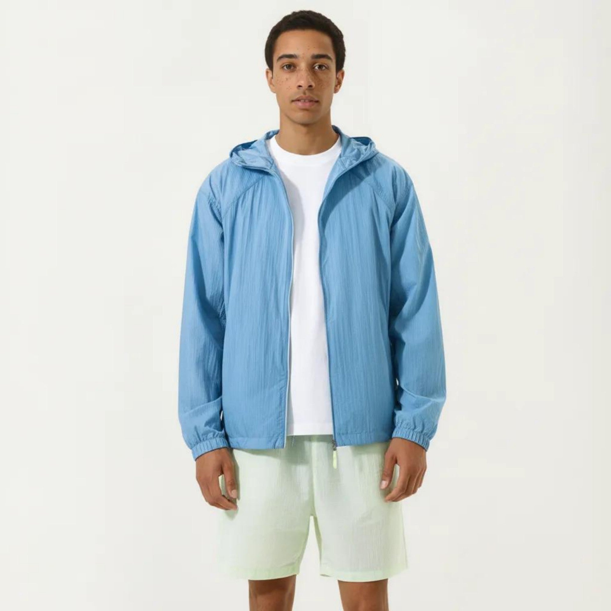 Anna-Kaci Men's Lightweight Hooded Windbreaker Jacket with Full Zip Closure Elastic Cuffs and Relaxed Fit