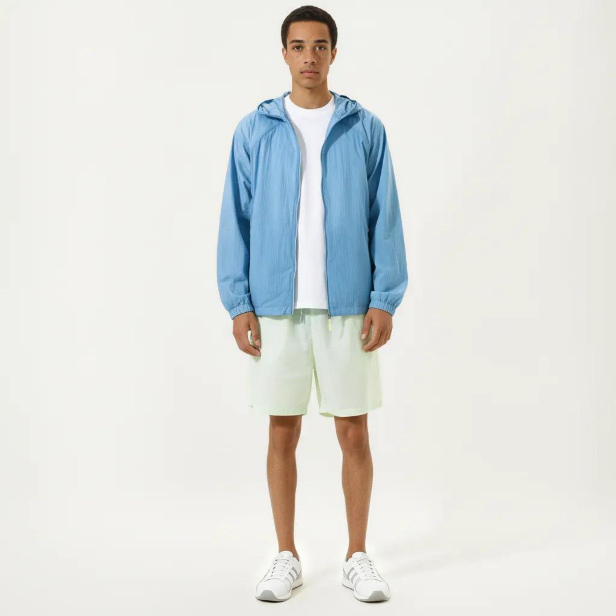 Anna-Kaci Men's Lightweight Hooded Windbreaker Jacket with Full Zip Closure Elastic Cuffs and Relaxed Fit