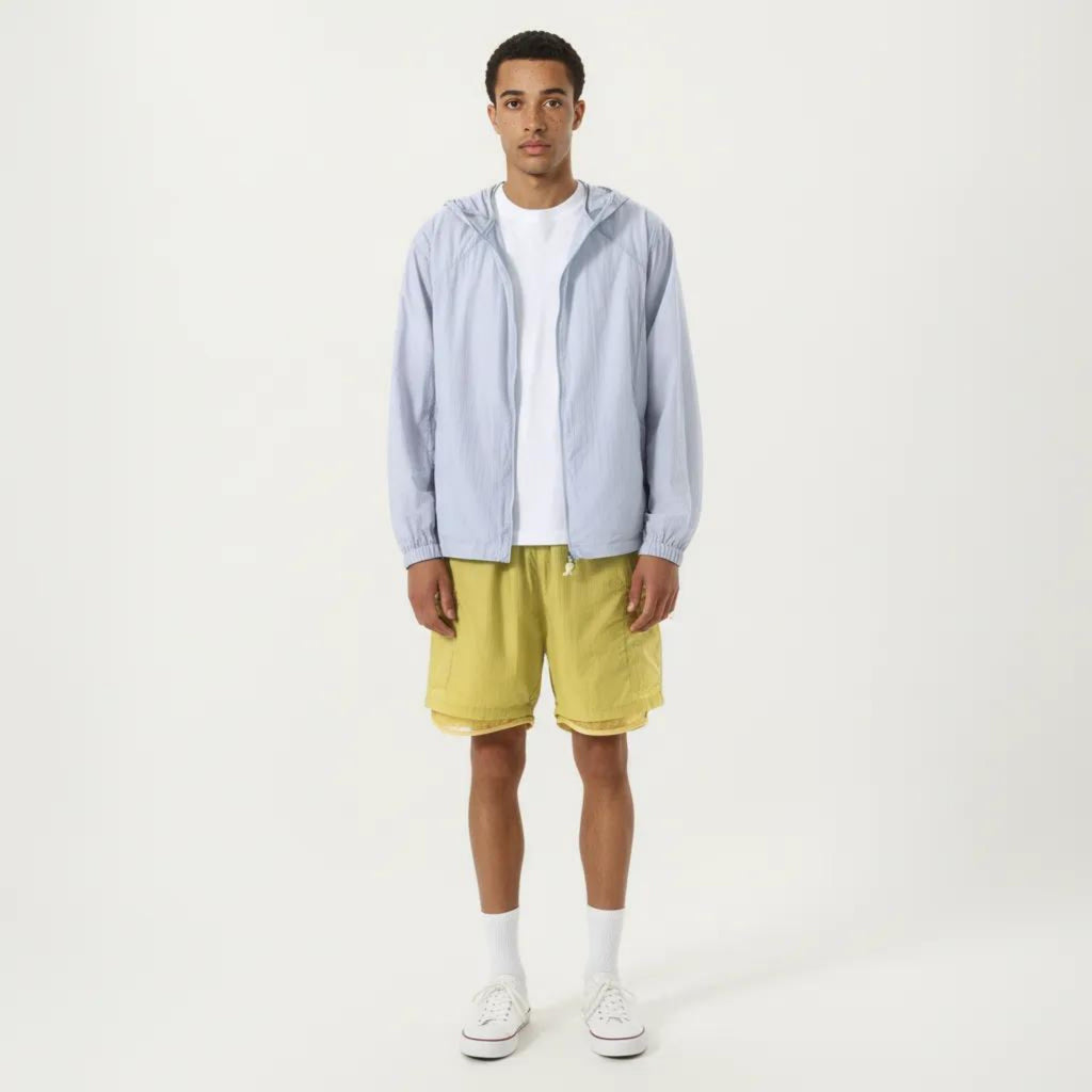Anna-Kaci Men's Lightweight Hooded Windbreaker Jacket with Full Zip Closure Elastic Cuffs and Relaxed Fit